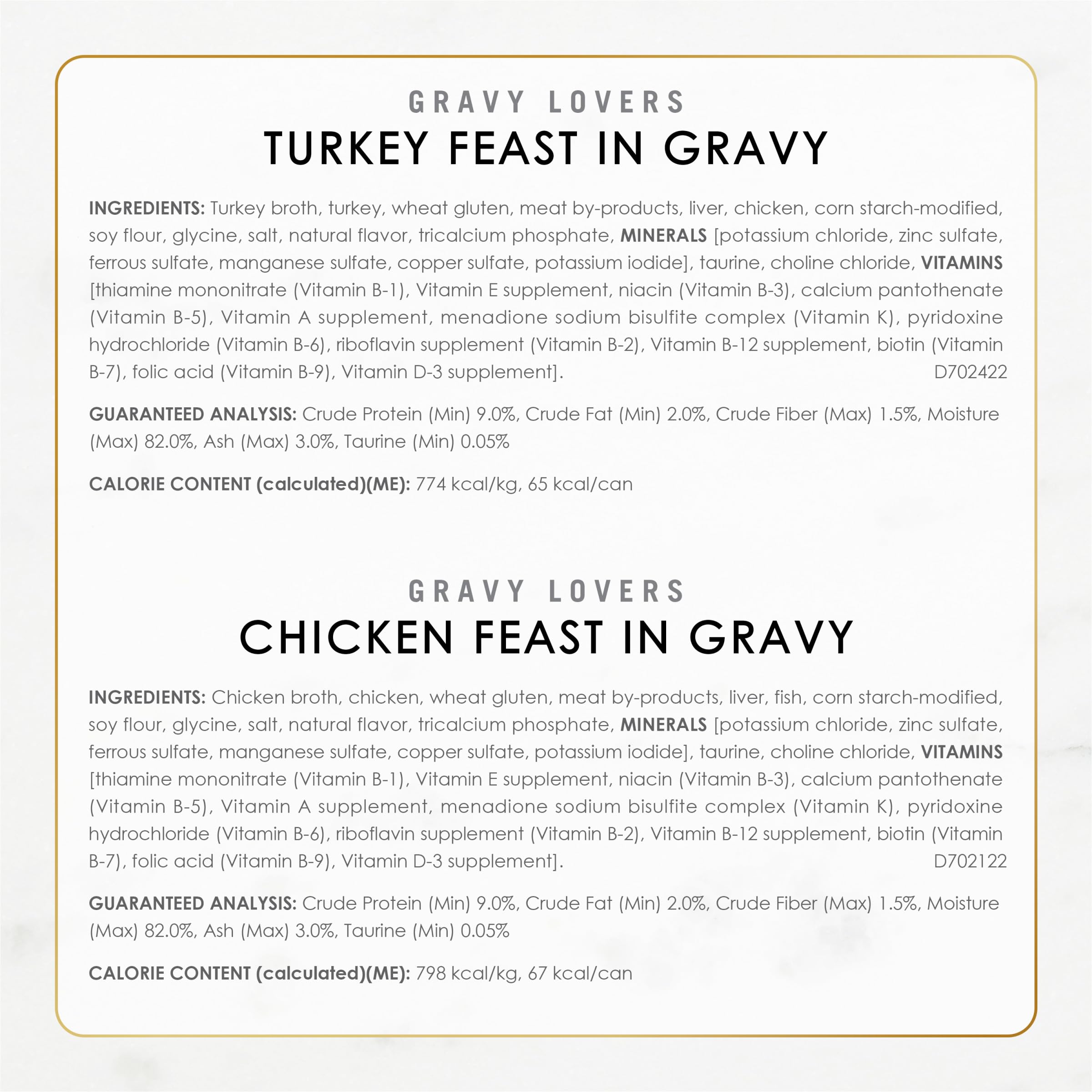 Ingredientes reales en Fancy Feast Gravy Lovers para gatos