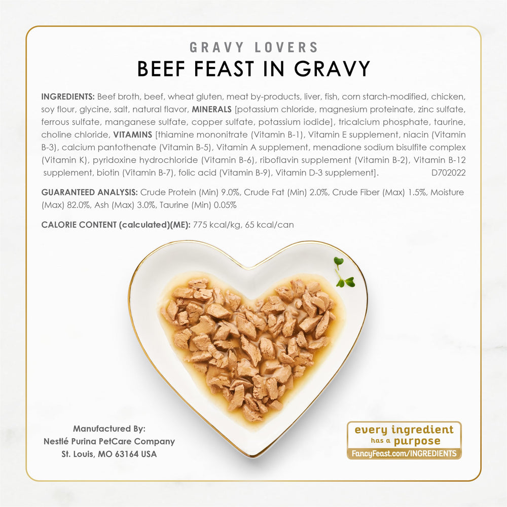 Ingredientes reales en Fancy Feast Gravy Lovers, para una experiencia auténtica.