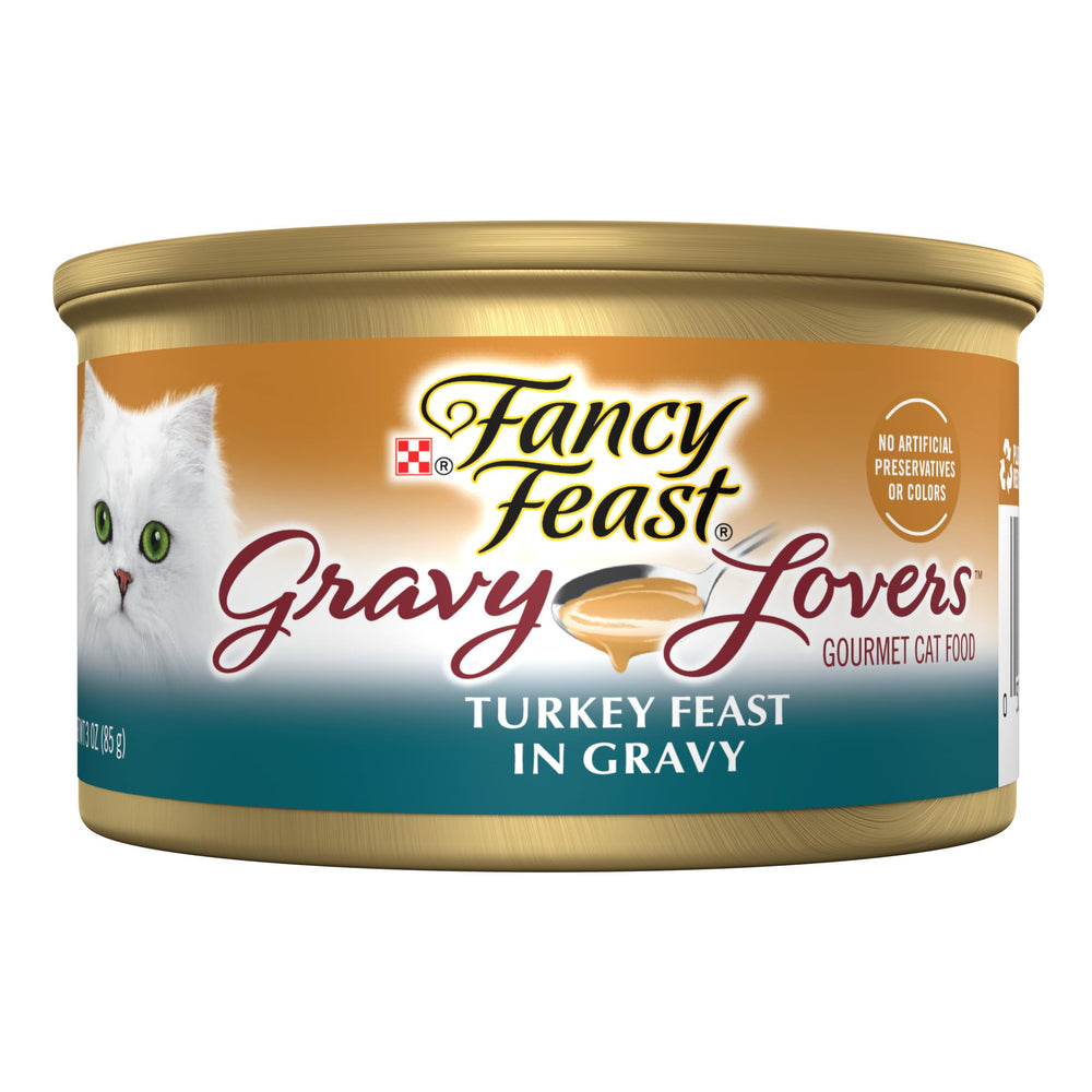 Lata Fancy Feast Gravy Lovers de pavo en salsa, aroma tentador para la comida diaria.