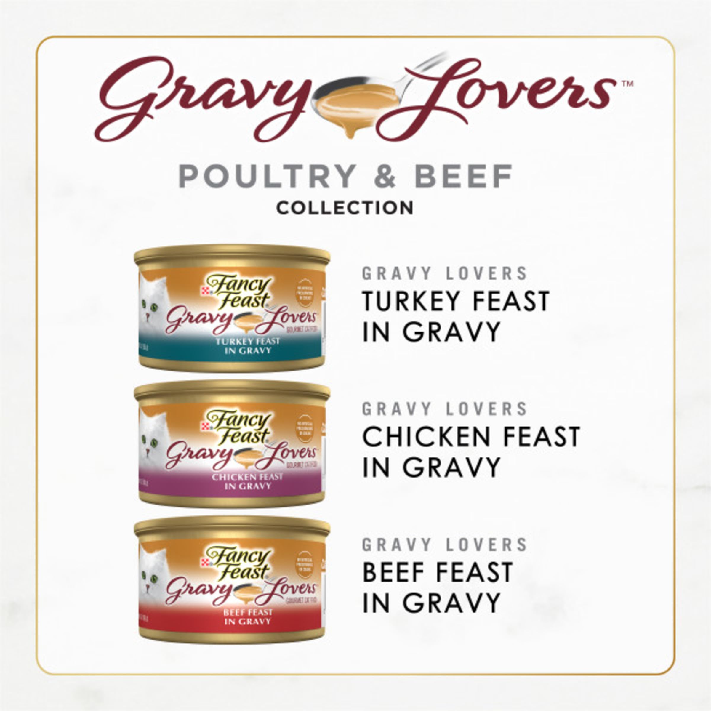 Fancy Feast Gravy Lovers con pavo: sabor suave y salsa atractiva para gatos.