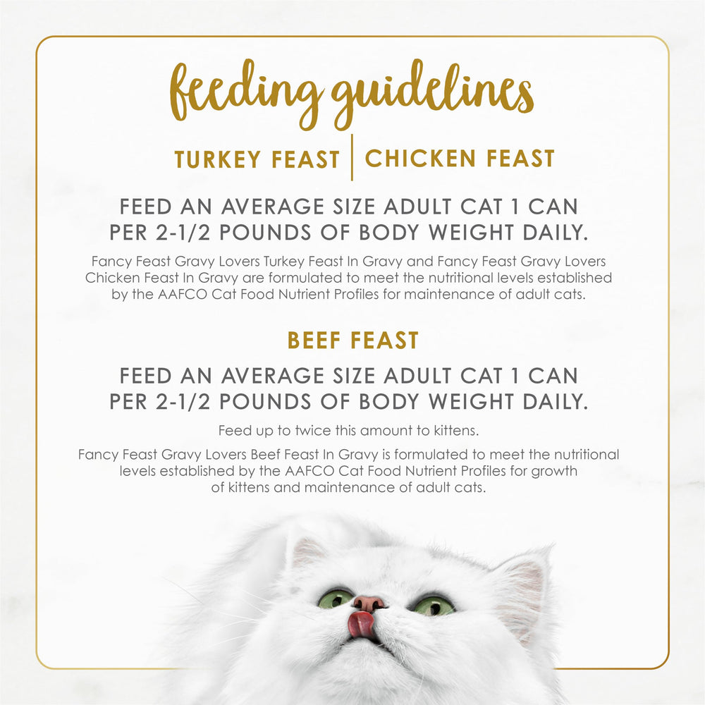 Pedacitos pequeños y tiernos de Fancy Feast Gravy Lovers para gatos