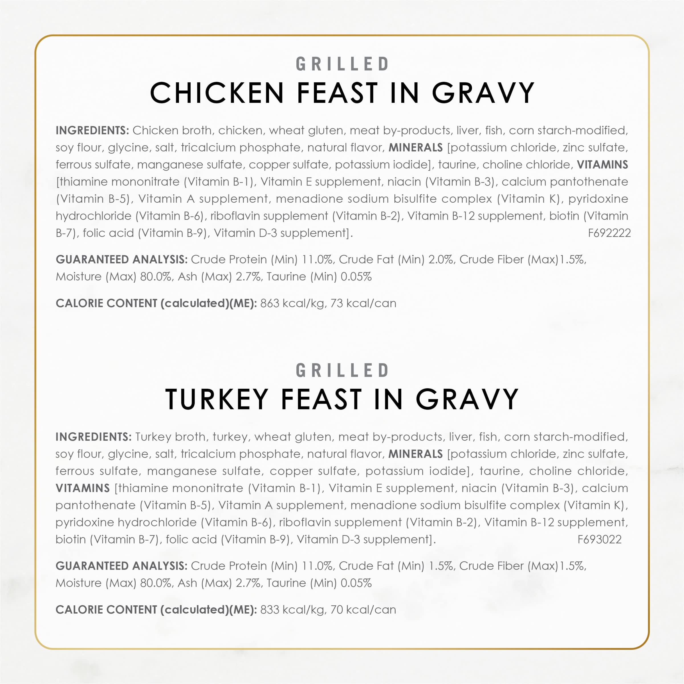 Fancy Feast Grilled sin colores artificiales, opción más natural para gatos.