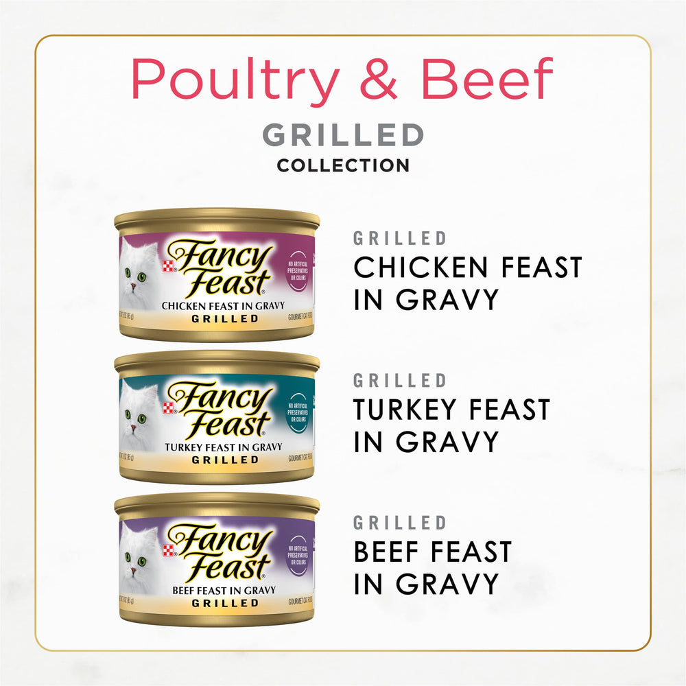 Fancy Feast Grilled Trozos Ternos, lata, textura suave que encanta el paladar felino