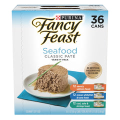 Purina Fancy Feast Colección Mariscos Clásicos Paté, lata de 3 onzas, variedad para cada comida