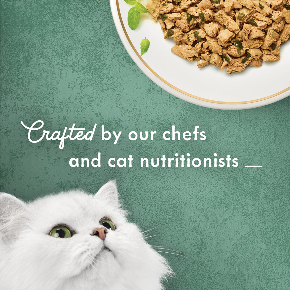 Purina Fancy Feast Medleys preparado con chefs y nutricionistas para adultos.