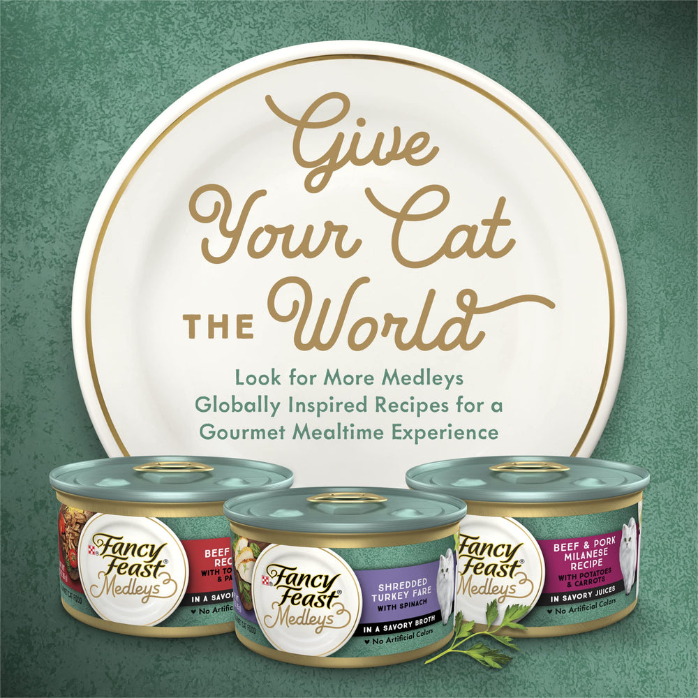 Fancy Feast Medleys Florentine Bocado: lata jugosa para gatos curiosos