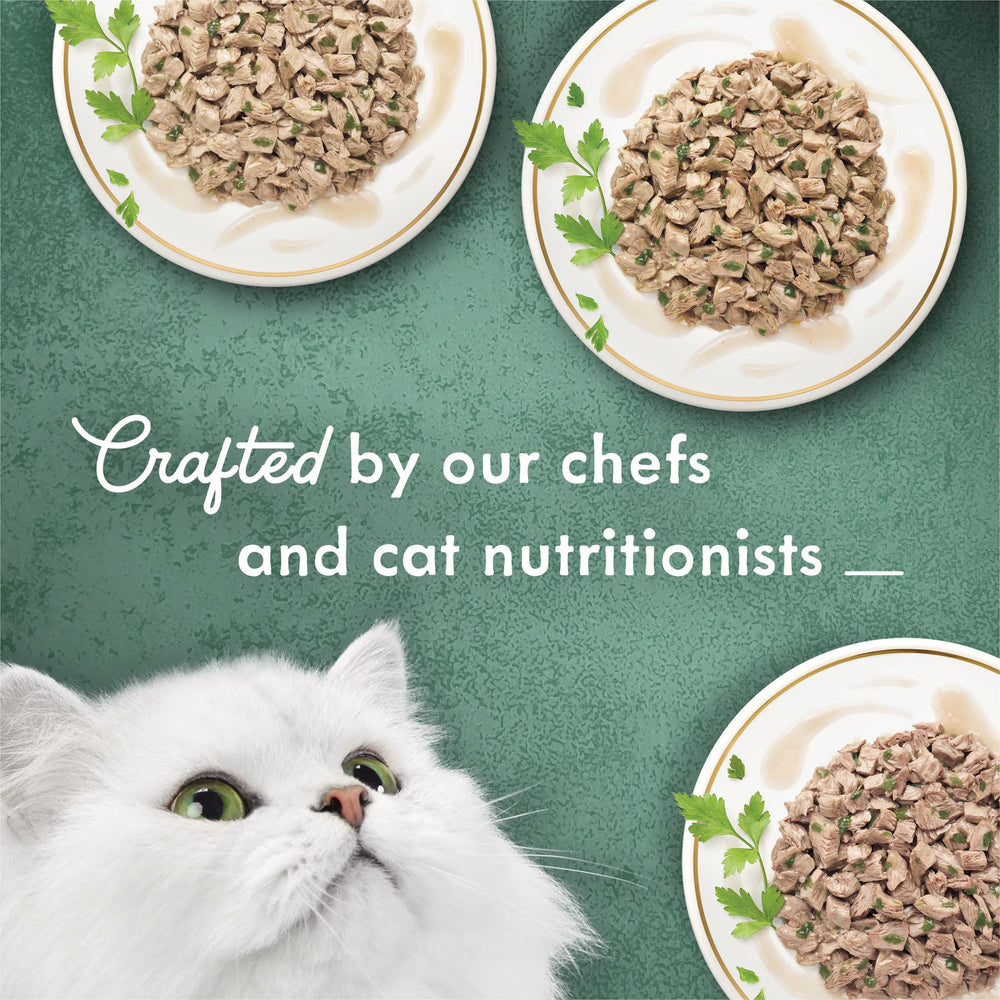 Fancy Feast Medleys Florentine Lata Abierta: presentación apetecible con salsa cremosa