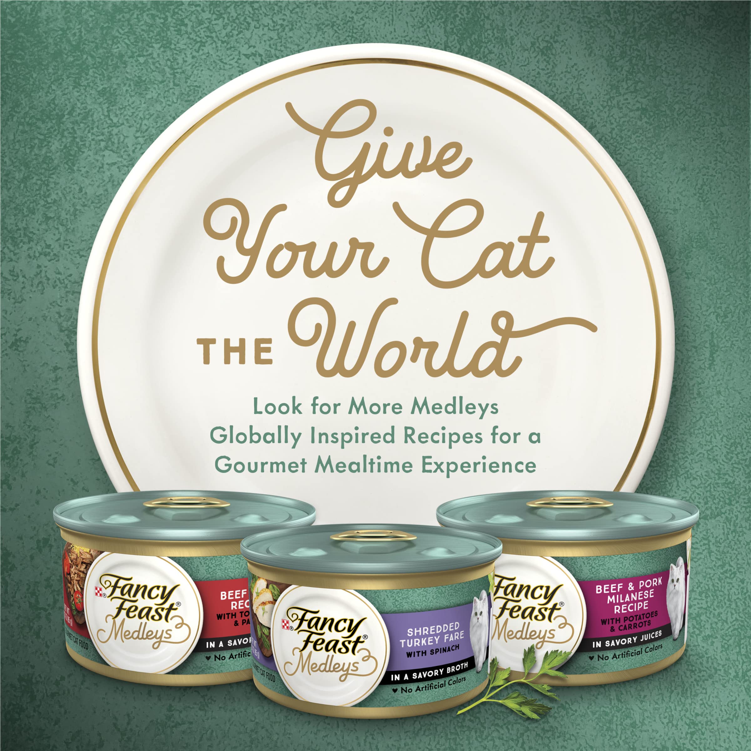 Textura suave de Fancy Feast Medleys pavo Toscana para comer fácilmente