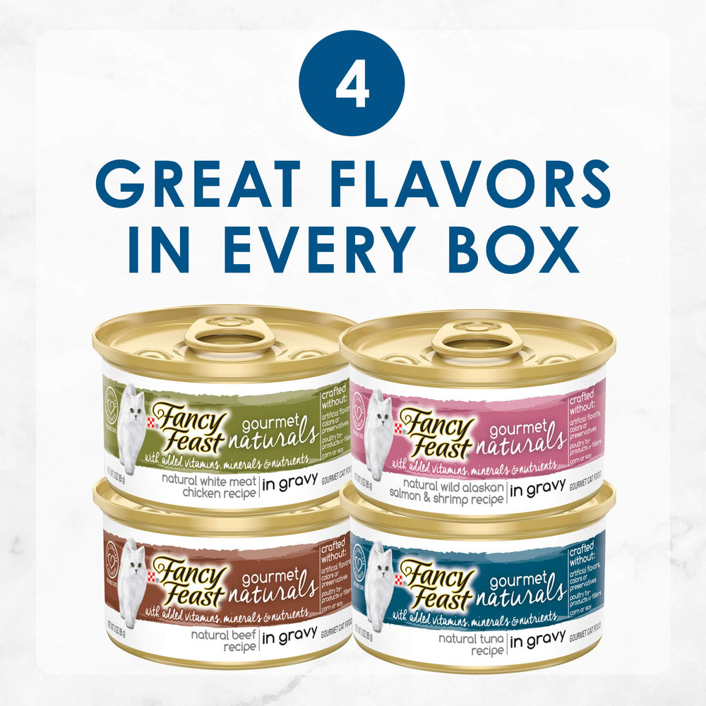 Fancy Feast Naturals salsa pollo, sabor delicioso para gatos adultos.