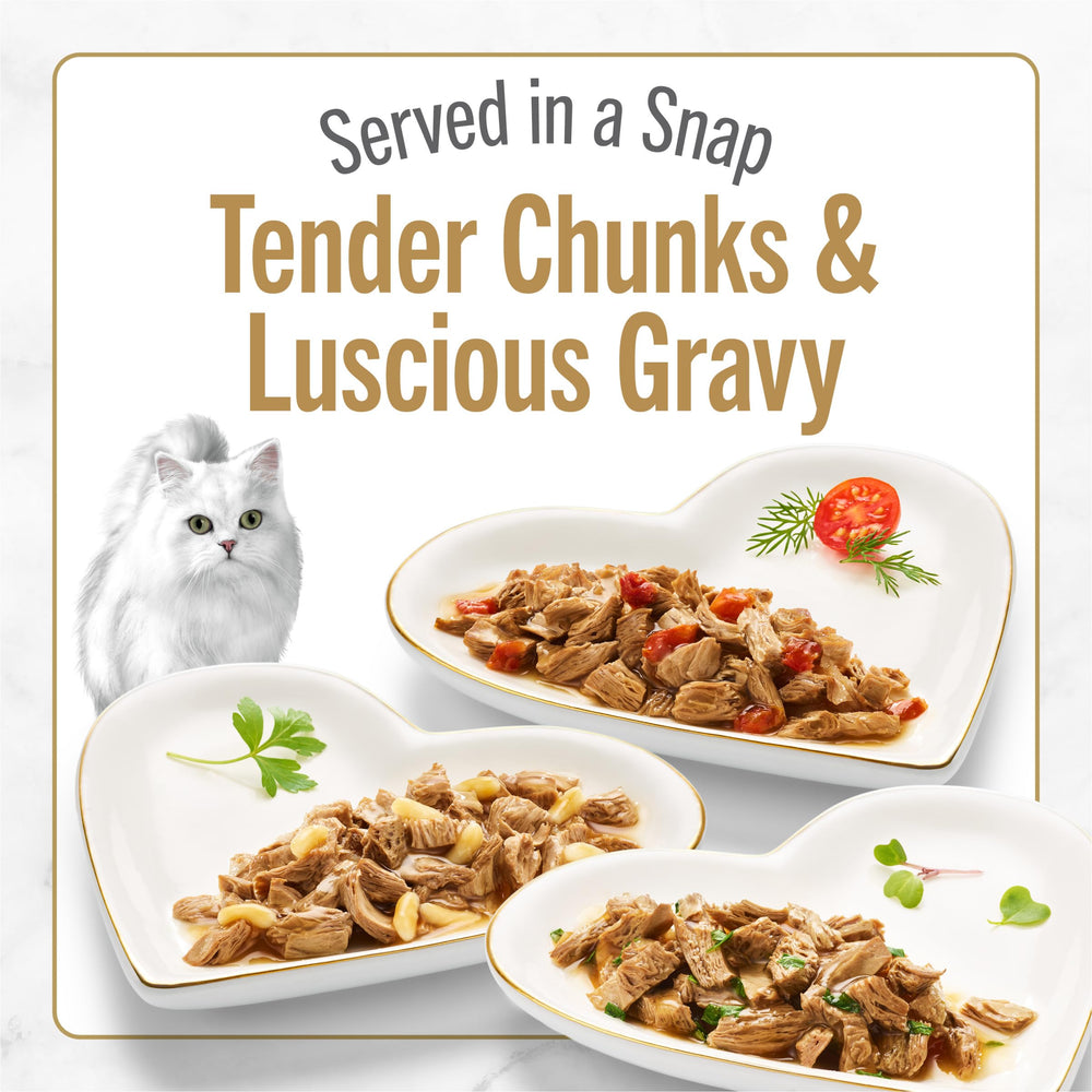 Pâté saumon d'Alaska dans l'emballage Fancy Feast, texture onctueuse