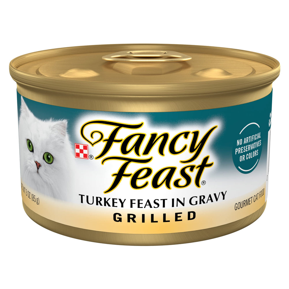 Purina Fancy Feast pavo grillado en lata de 3 oz, sabor delicioso para gatos