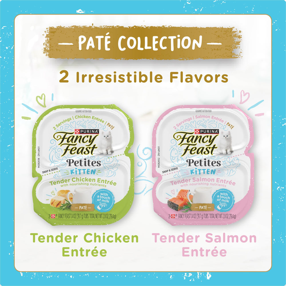 Fancy Feast Petites paté pollo, porciones individuales para recompensas diarias sin desorden
