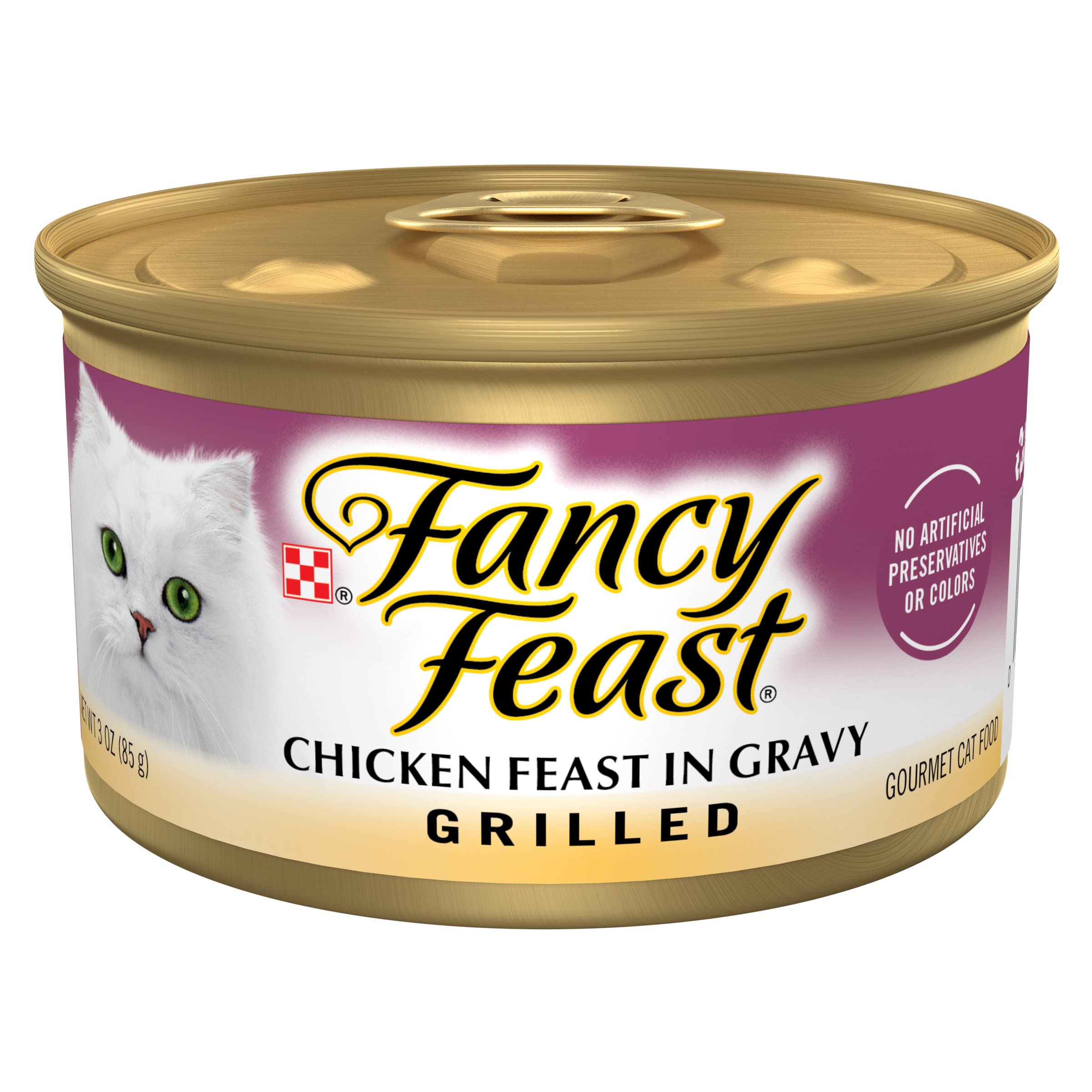 Fancy Feast: trozos de pollo a la parrilla en salsa, sabor gourmet para gatos.
