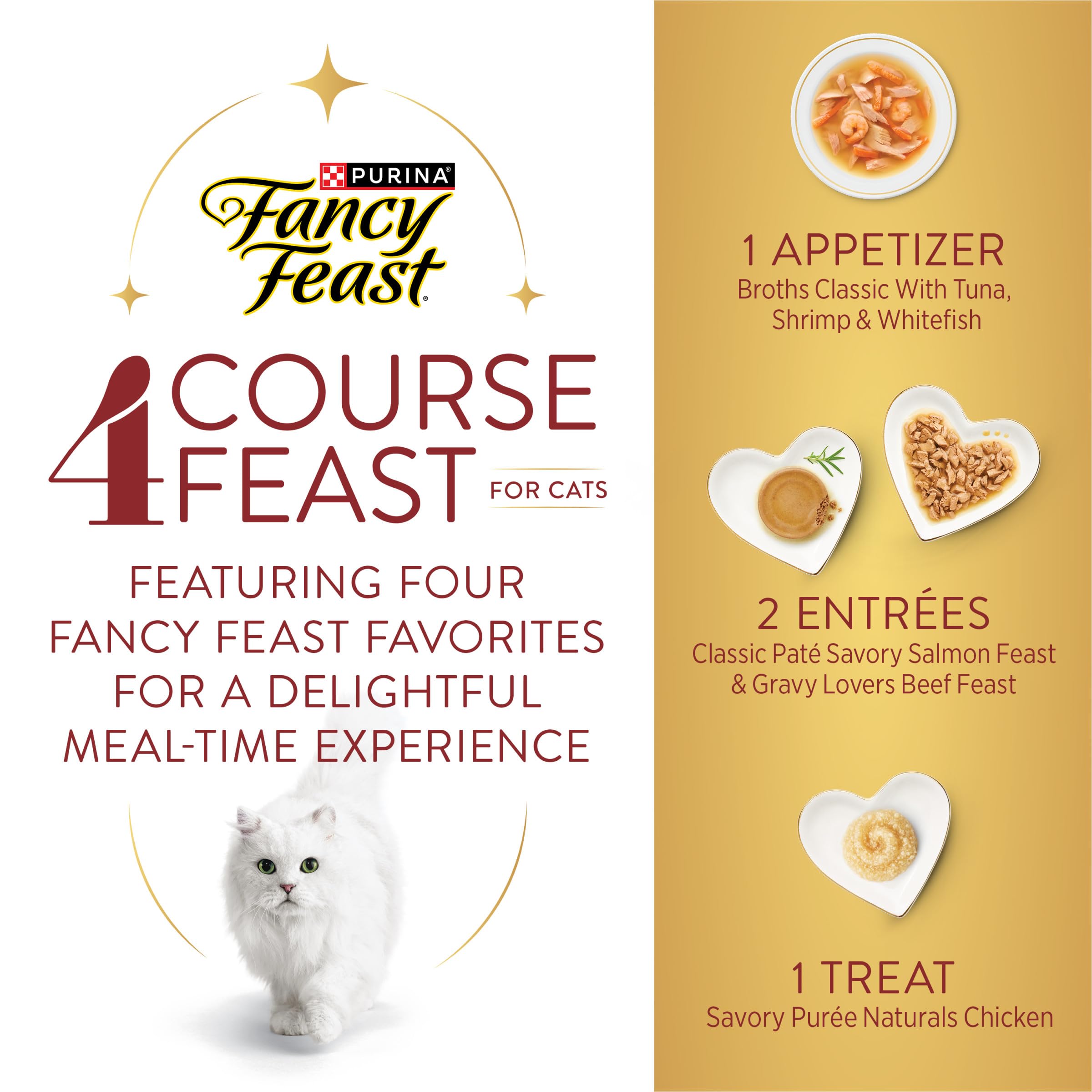 Fancy Feast primer plato salmón, sabroso y nutritivo para la comida principal.