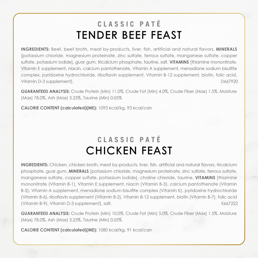 Fancy Feast sabores variados de pavo, pollo y res para variar las comidas.