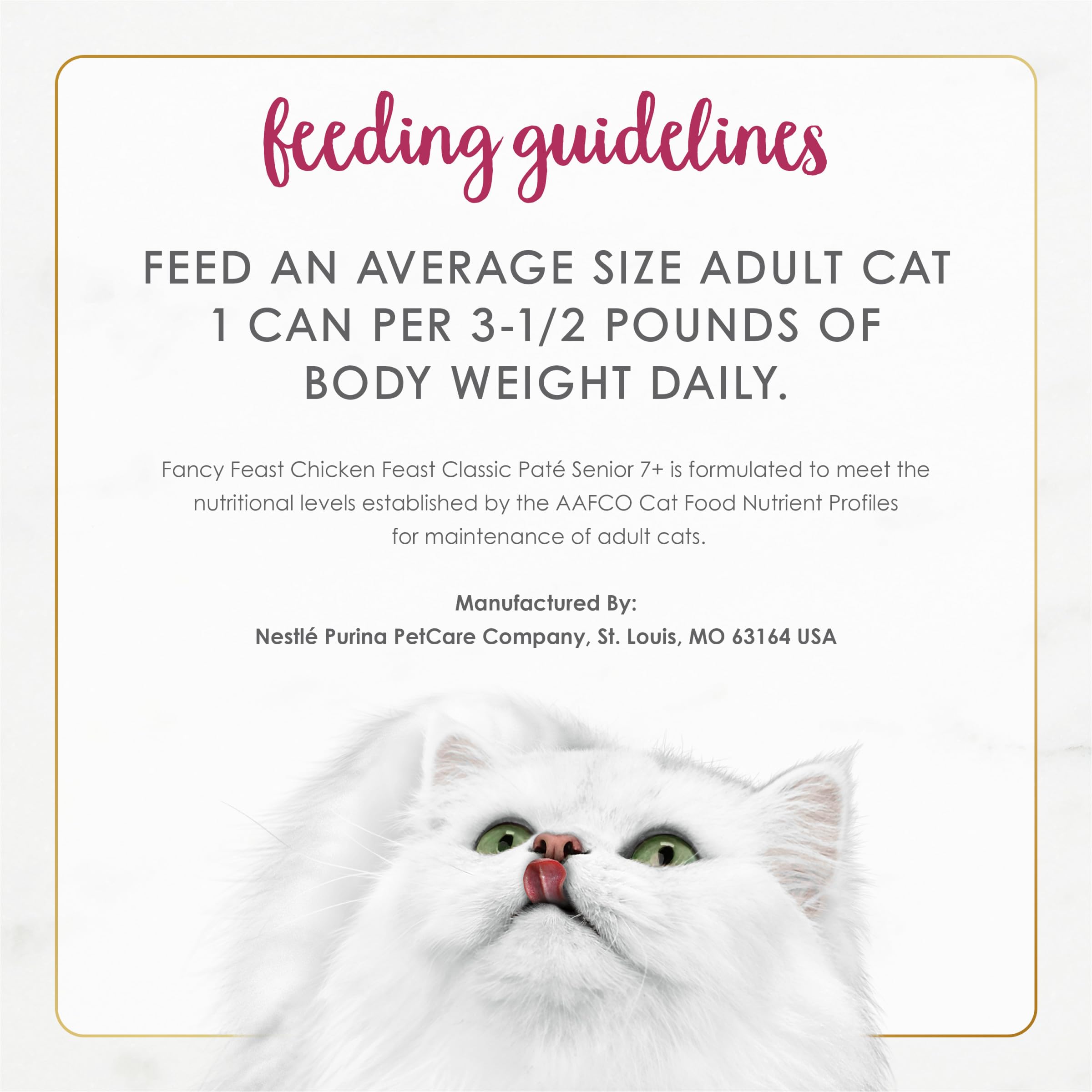 Purina Fancy Feast Pate completa para mayores, nutrición equilibrada en cada porción.