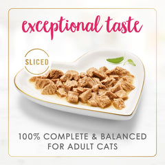 Purina Fancy Feast textura tierna de pollo en salsa, ideal para variedad.