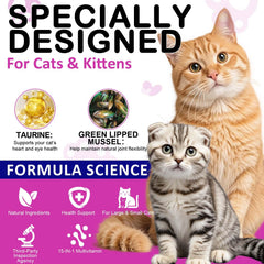 FANGCUN 15-en-1: Taurina y Omega para el corazón y piel de gatos