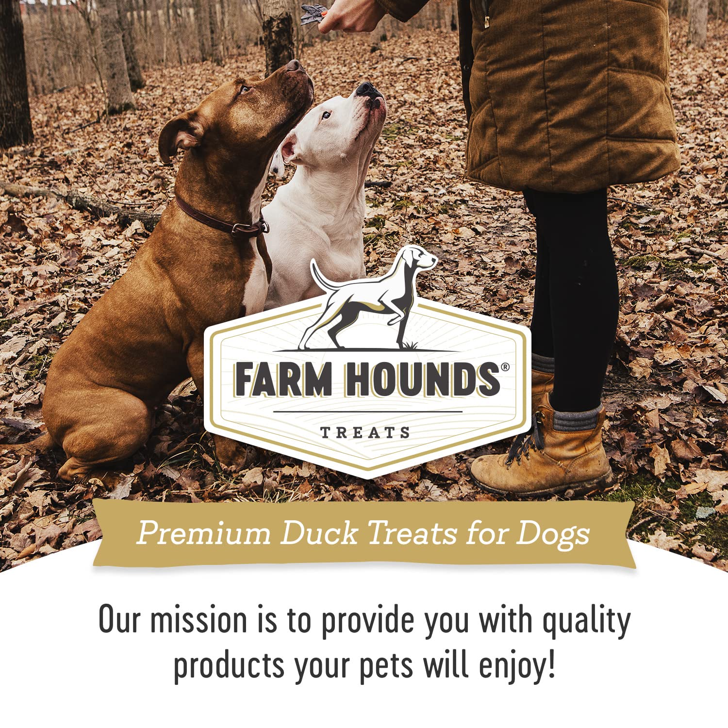 Farm Hounds entrenadores de pato, sin sal ni rellenos, snack carnivo natural para perros.