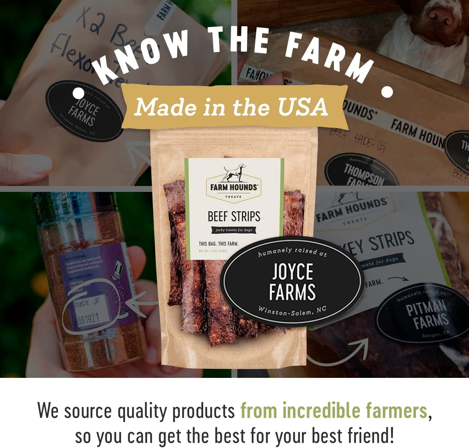 Farm Hounds Ingredientes naturales, ternera de ganado pastoreado para snack diario