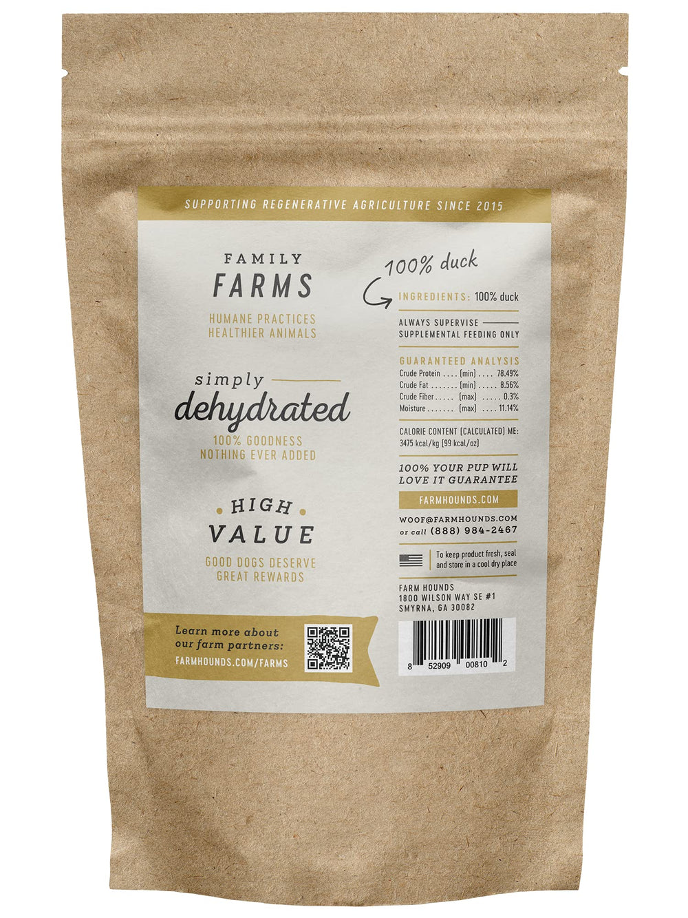 Snack proteico de pato premium para perros.