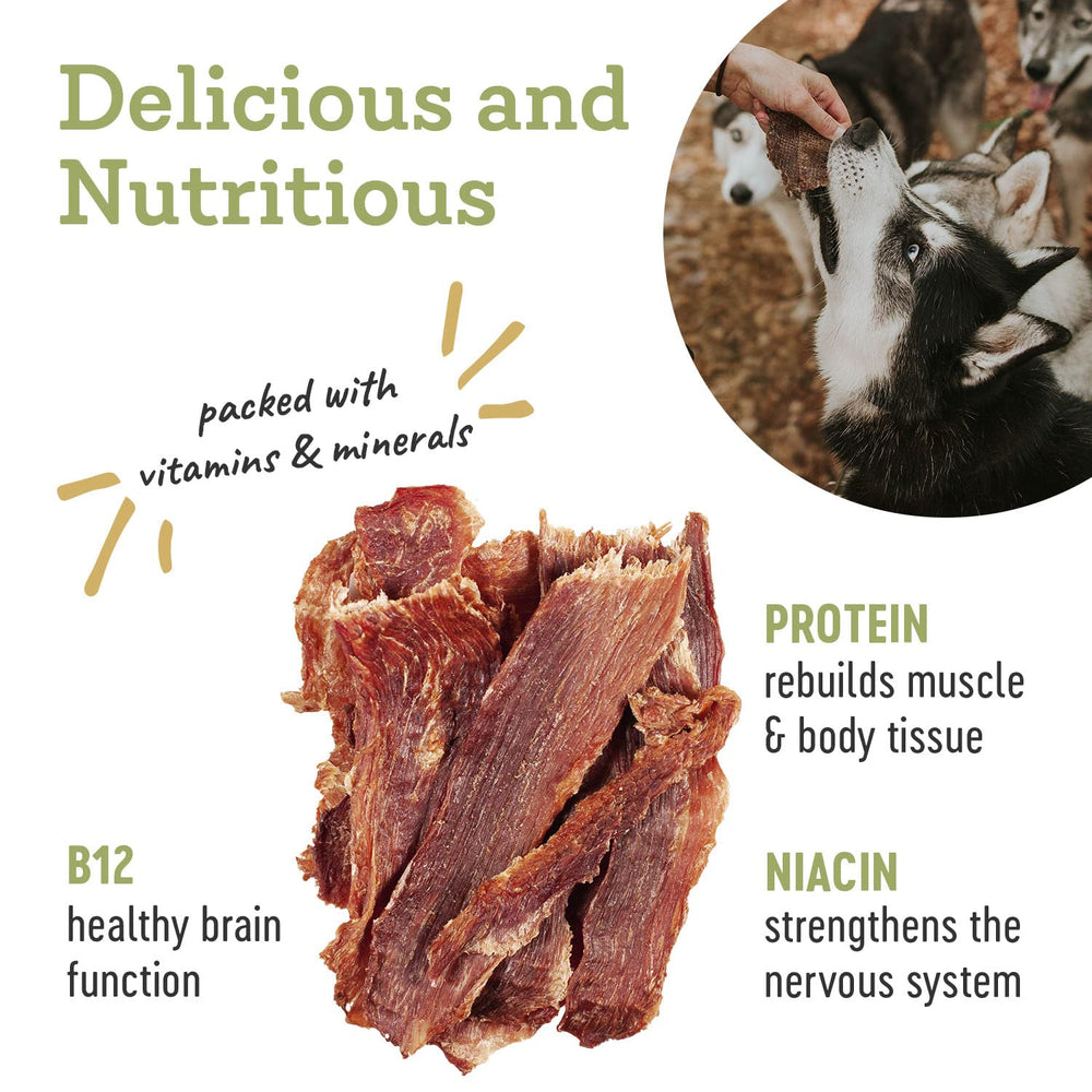 Jerky de cerdo sin sal ni rellenos para perros Farm Hounds.