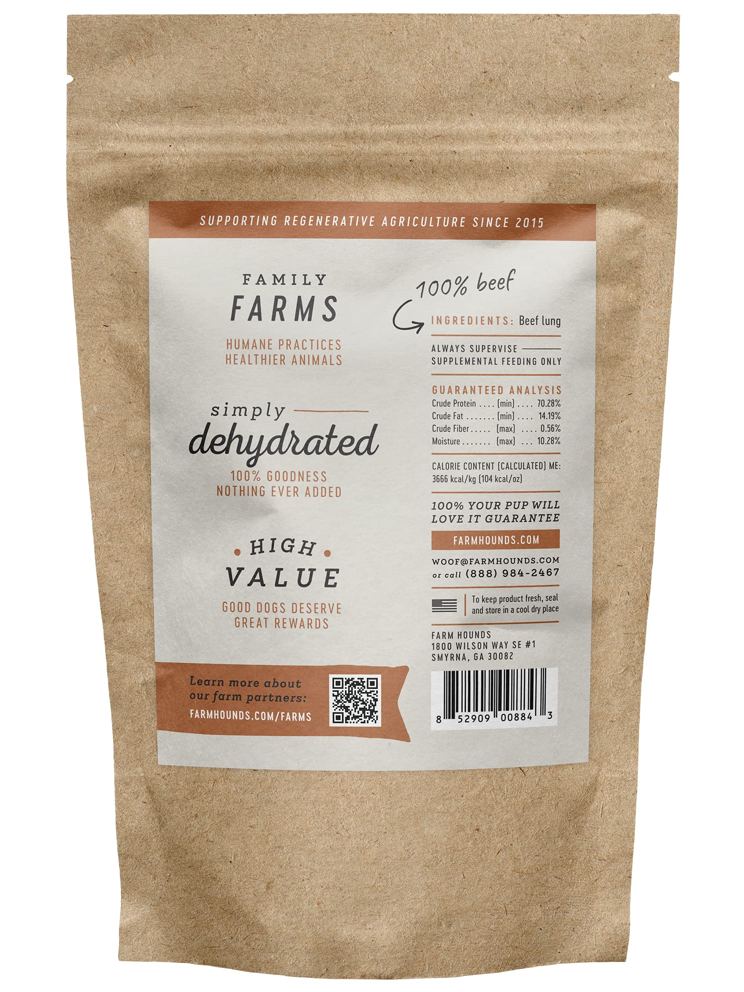 Snack de pulmón de res para todo tipo de perro de Farm Hounds