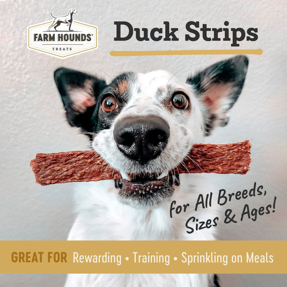 Farm Hounds Tranches de canard séchées emballées, parfaite pour l'entraînement.