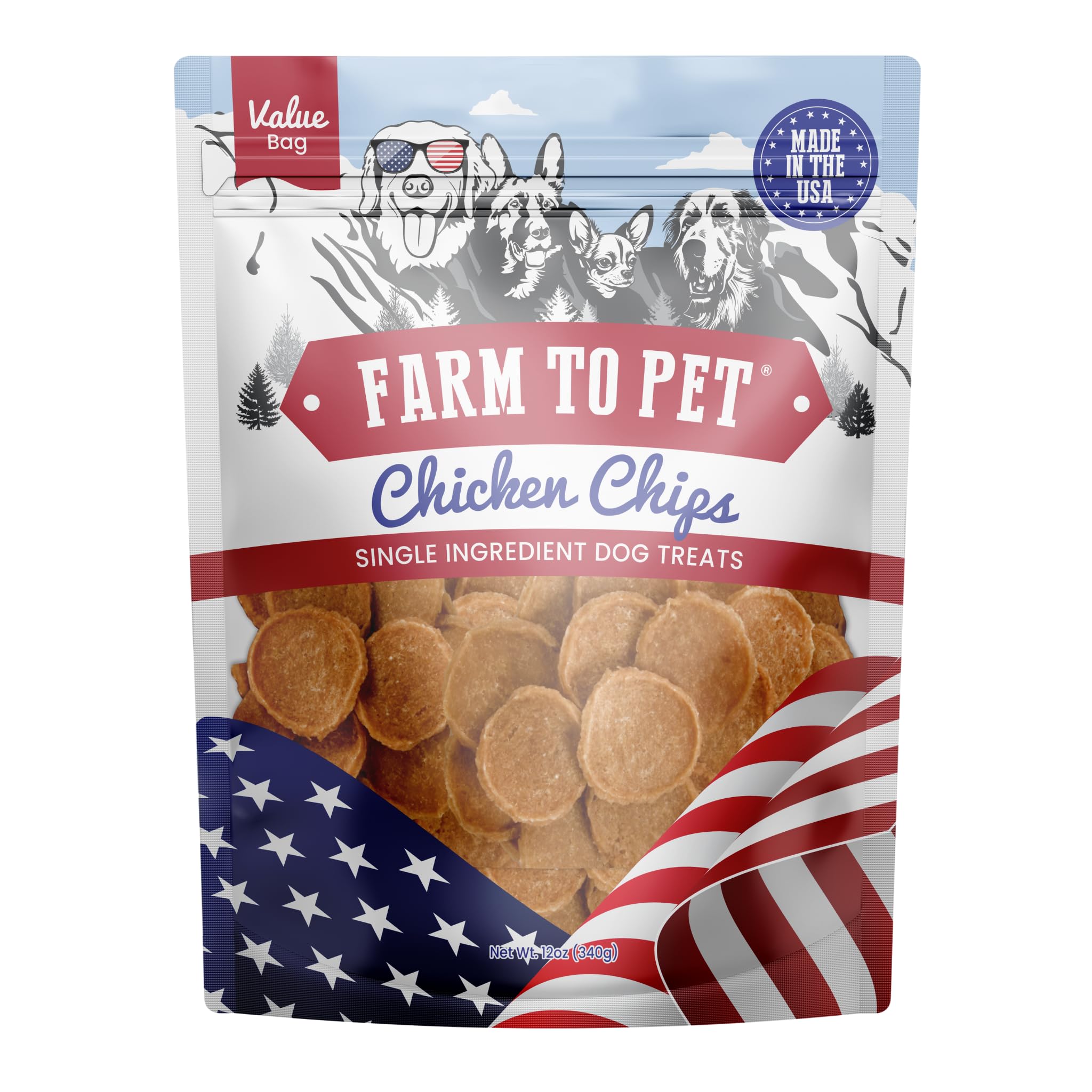 Farm To Pet chips de pollo 12oz, ideal para entrenamiento