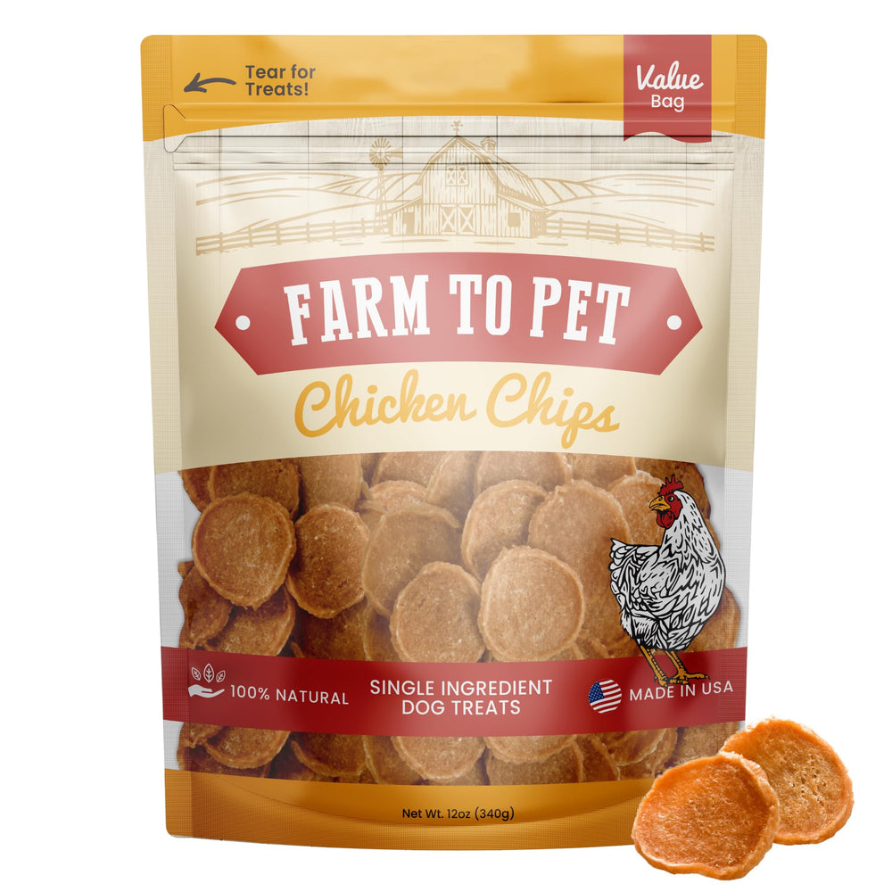 Farm To Pet Chips de pollo para entrenamiento, bolsa de 12 oz, recompensa sabrosa para perros