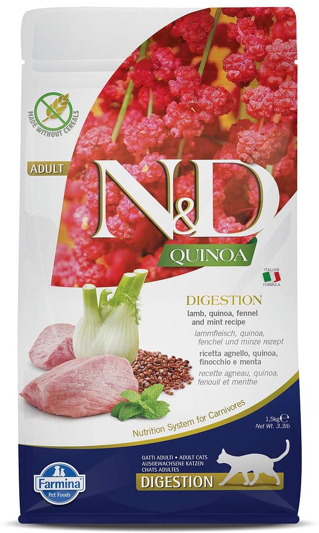 Farmina N&D croquetas para gatos con cordero y quinoa, croquetas crujientes listas para servir