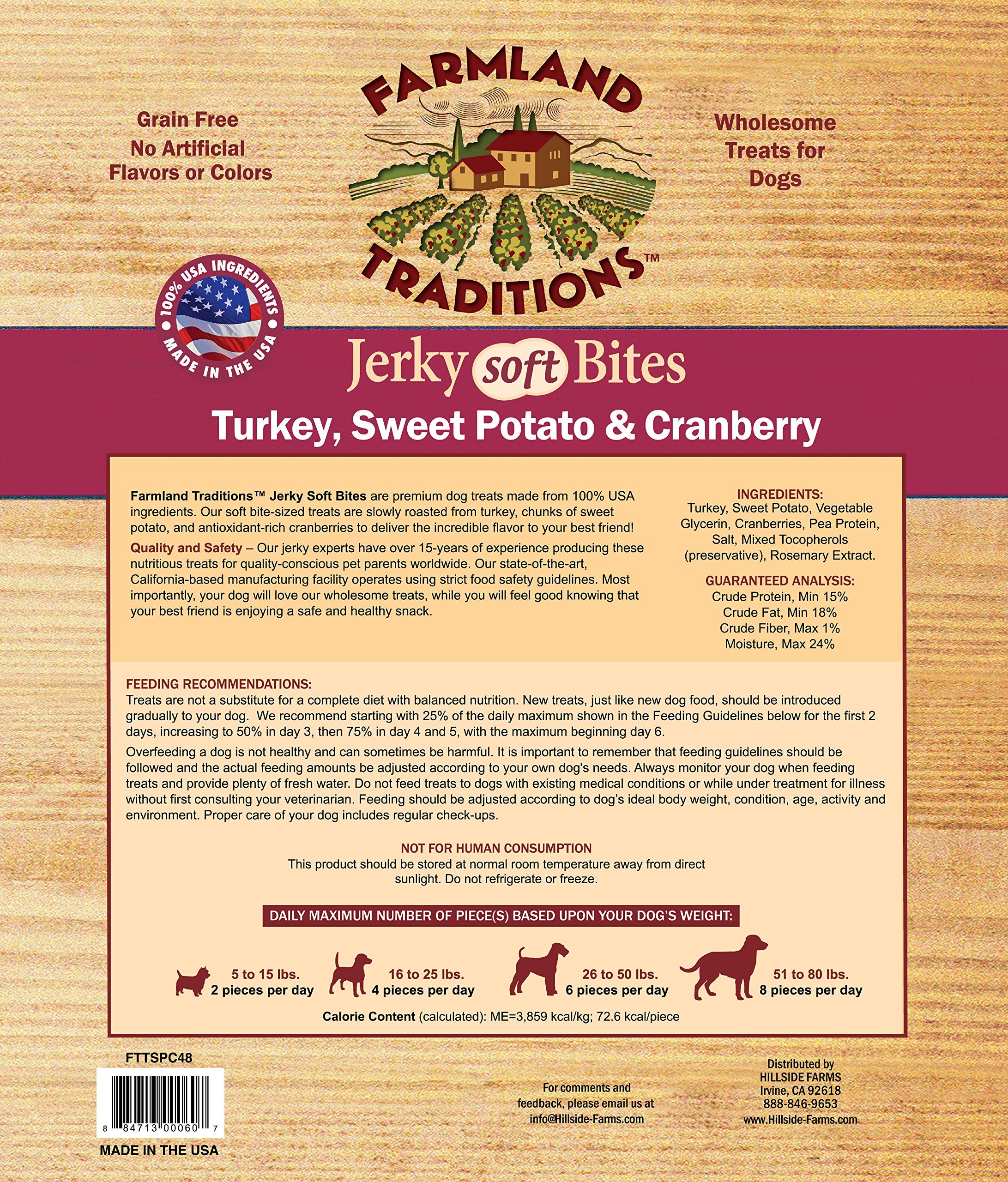 Farmland Traditions envase USA; presentación conveniente para perros.
