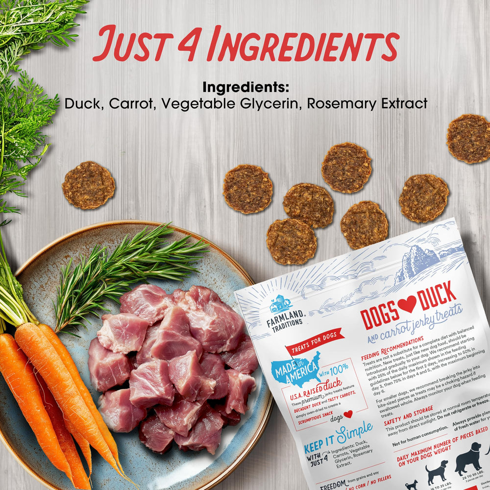 Farmland Traditions jerky-alto-fibra: snack versátil para entrenamiento y recompensa.