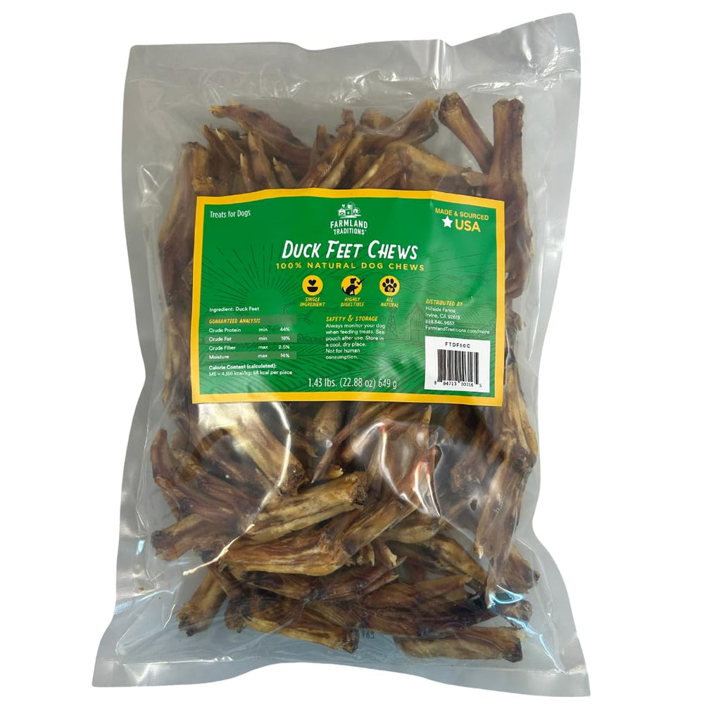 Farmland Traditions patas de pato en empaque práctico para perros
