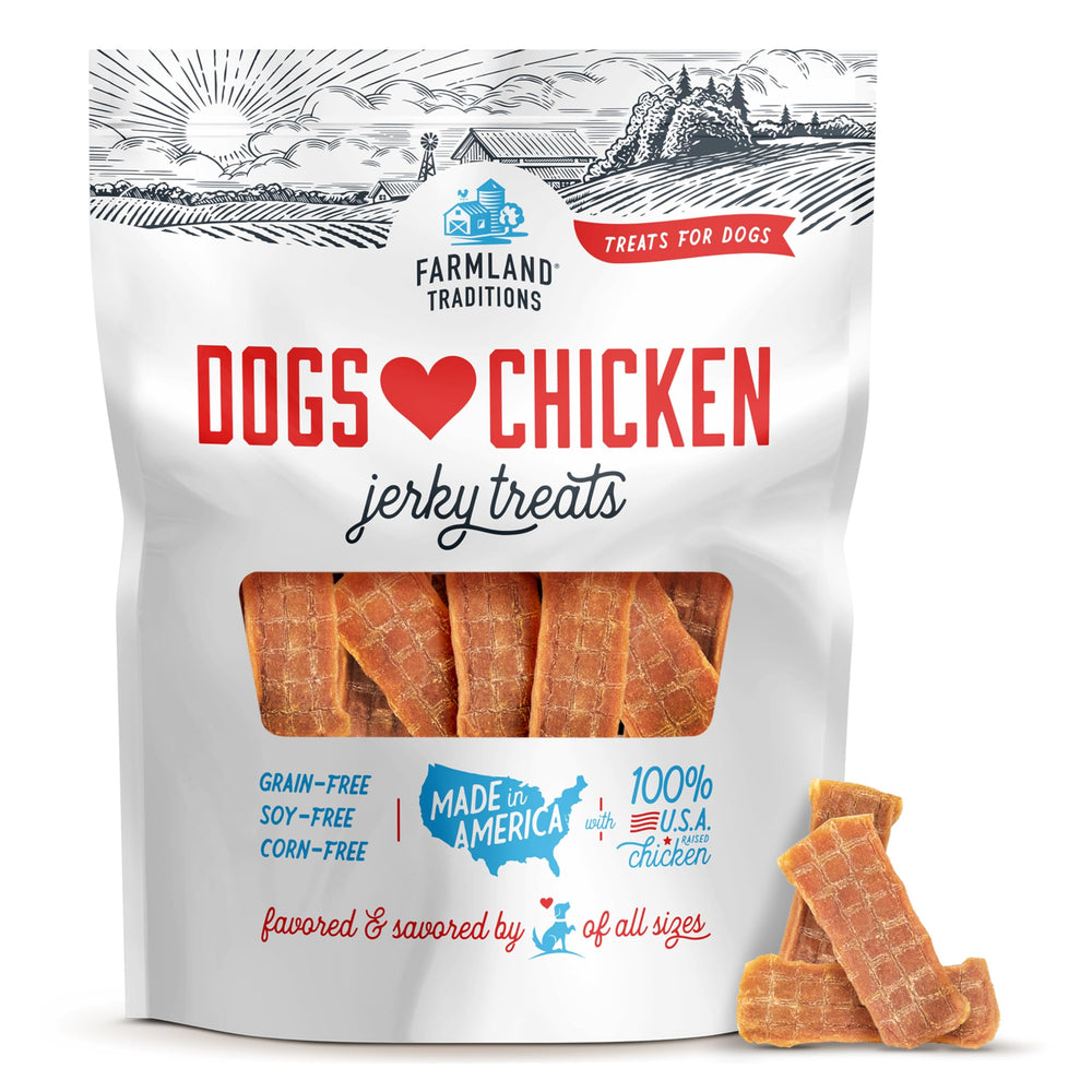 Farmland Traditions tiras de carne deshidratada de pollo para perros, empaque de 1,36 kg en vista amplia