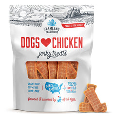 Farmland Traditions tiras de carne deshidratada de pollo para perros, empaque de 1,36 kg en vista amplia