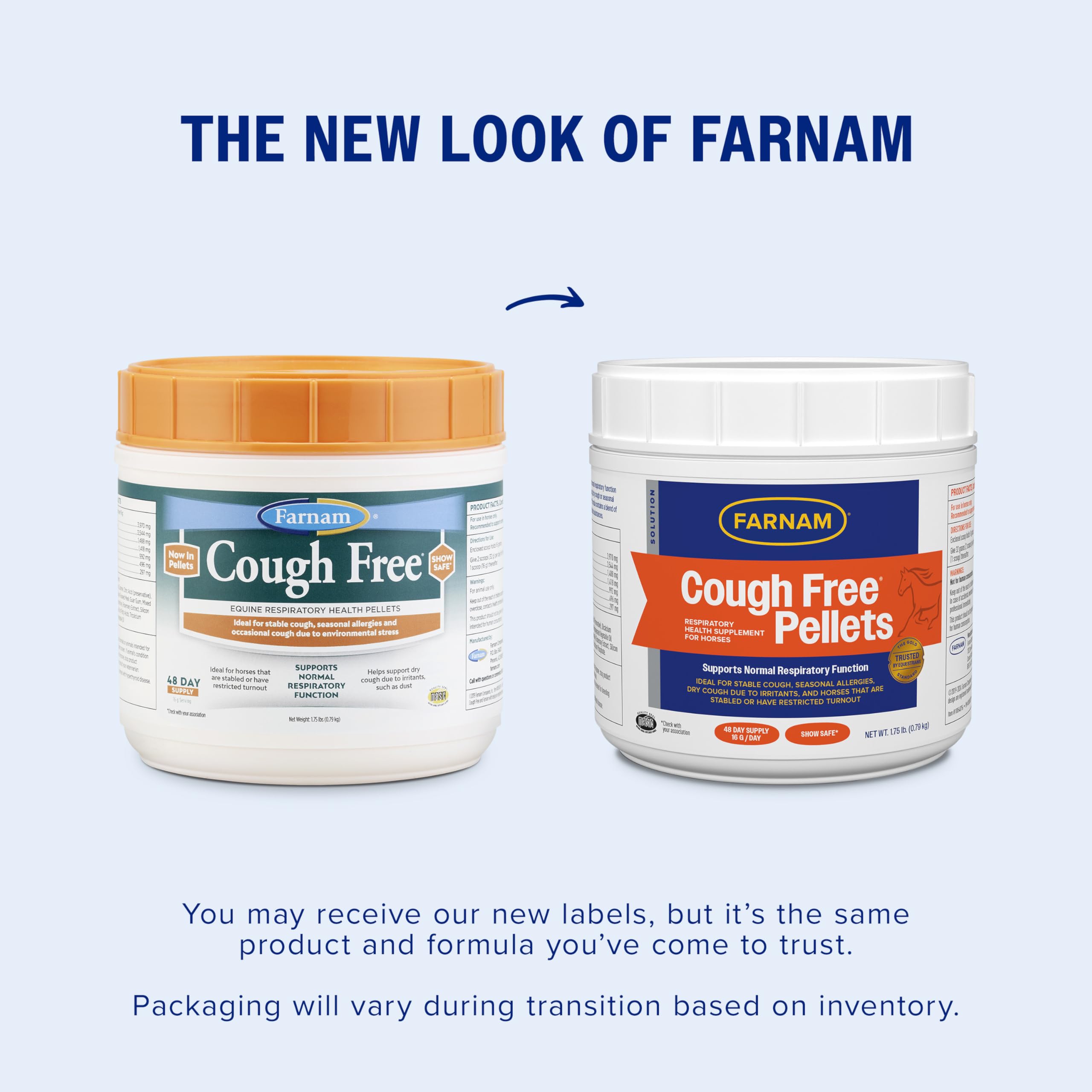 Farnam Cough Free: granulos en frasco, listo para medir.