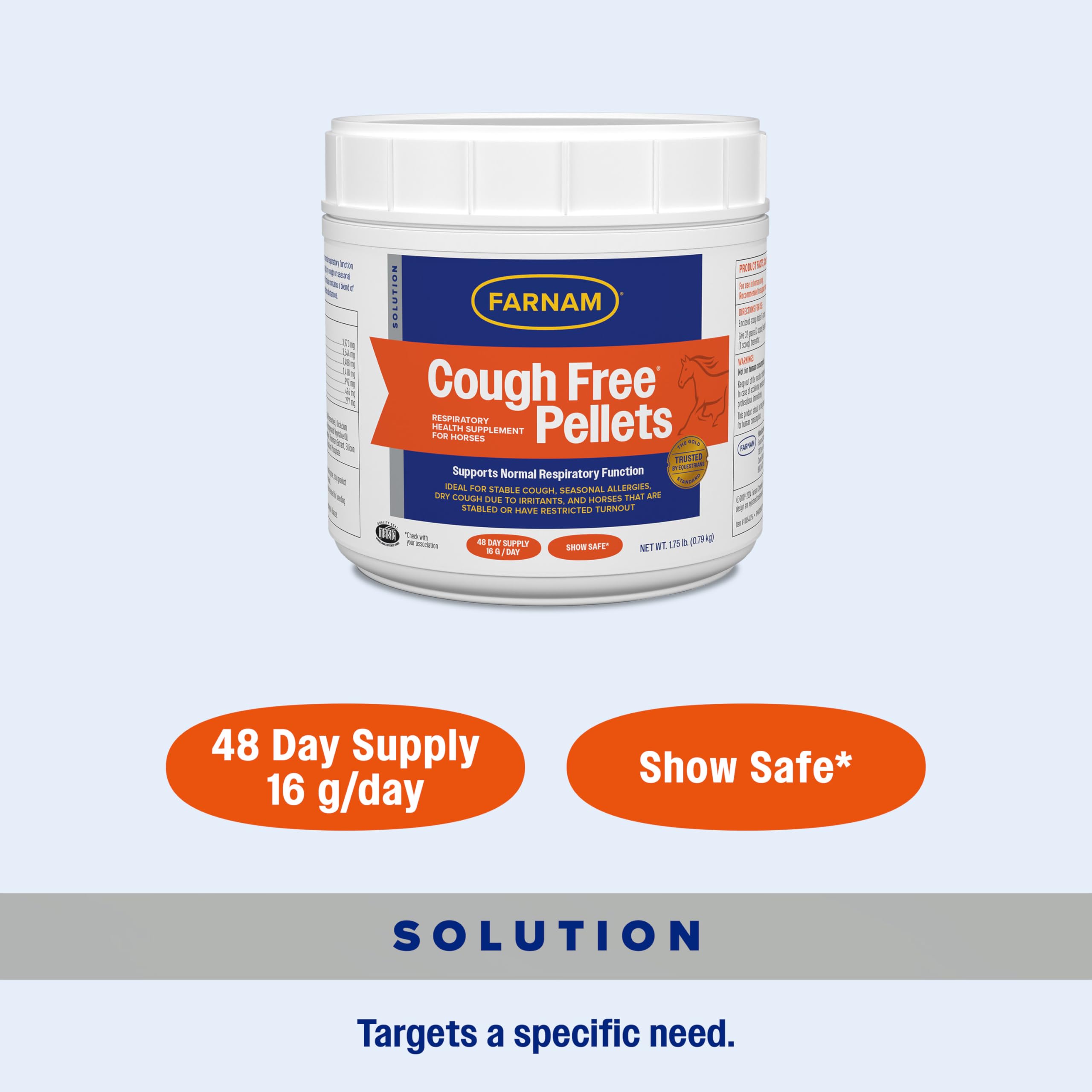 Detalle de textura de granulos Farnam Cough Free.