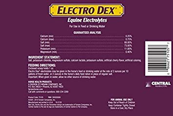 caballo bebiendo Electro Dex en la ración diaria, posible equilibrio electrolítico