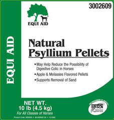 Farnam Equi Aid pellets apiladas, forma conveniente de incorporar fibra soluble en la dieta.