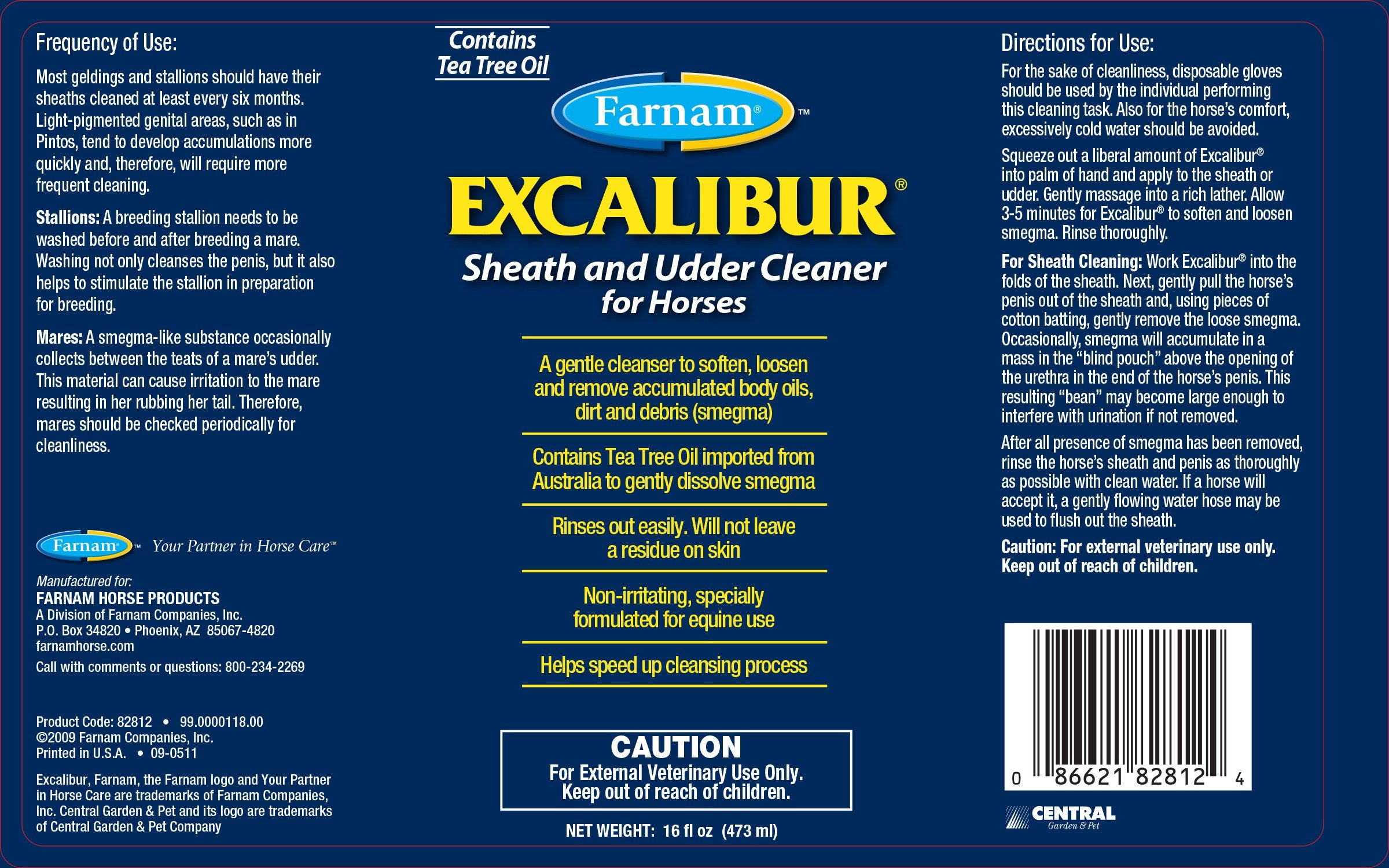 Farnam Excalibur limpiador de vaina, aplicación fácil para higiene diaria del caballo.