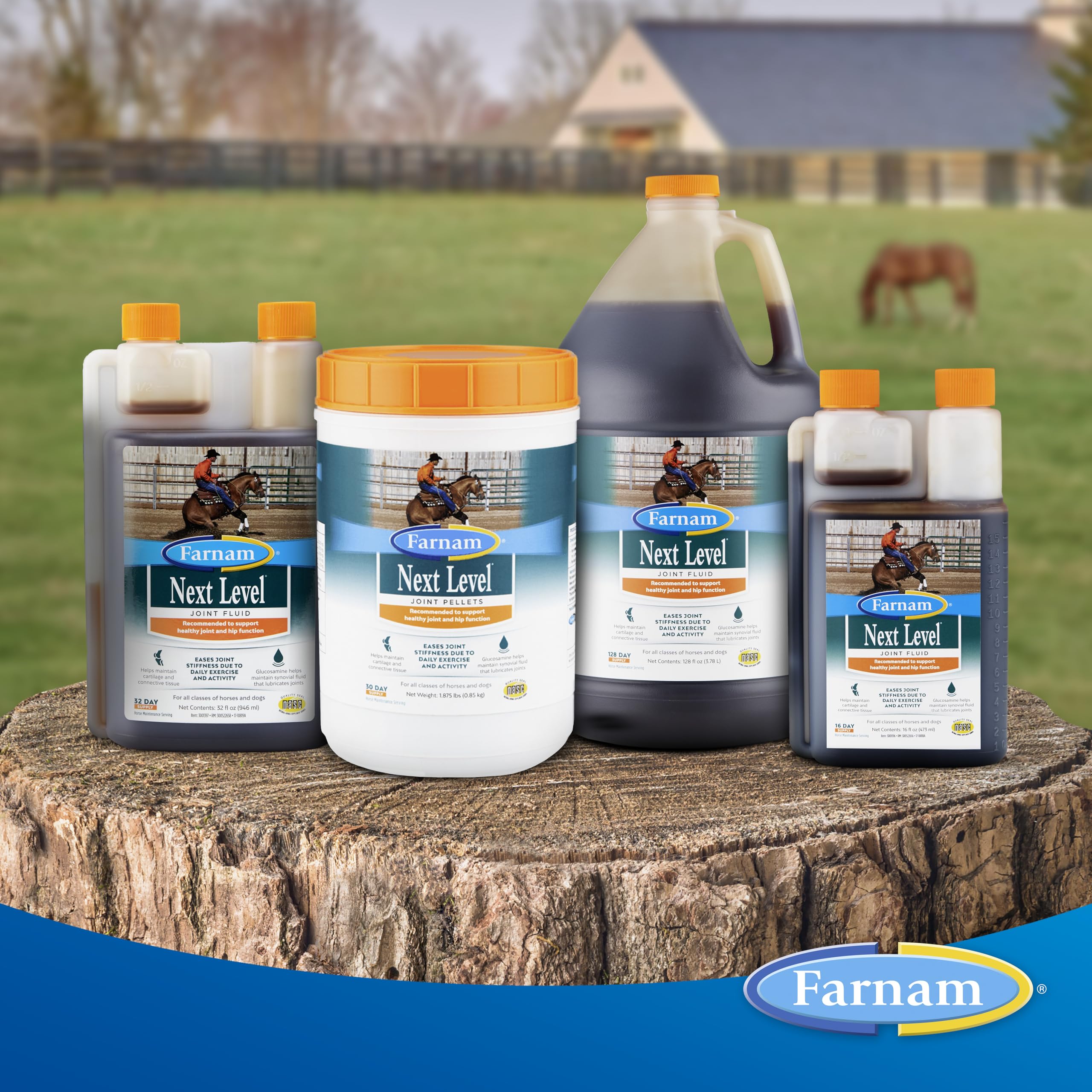 Farnam glucosamina para articulaciones de caballo, soporte a la movilidad.