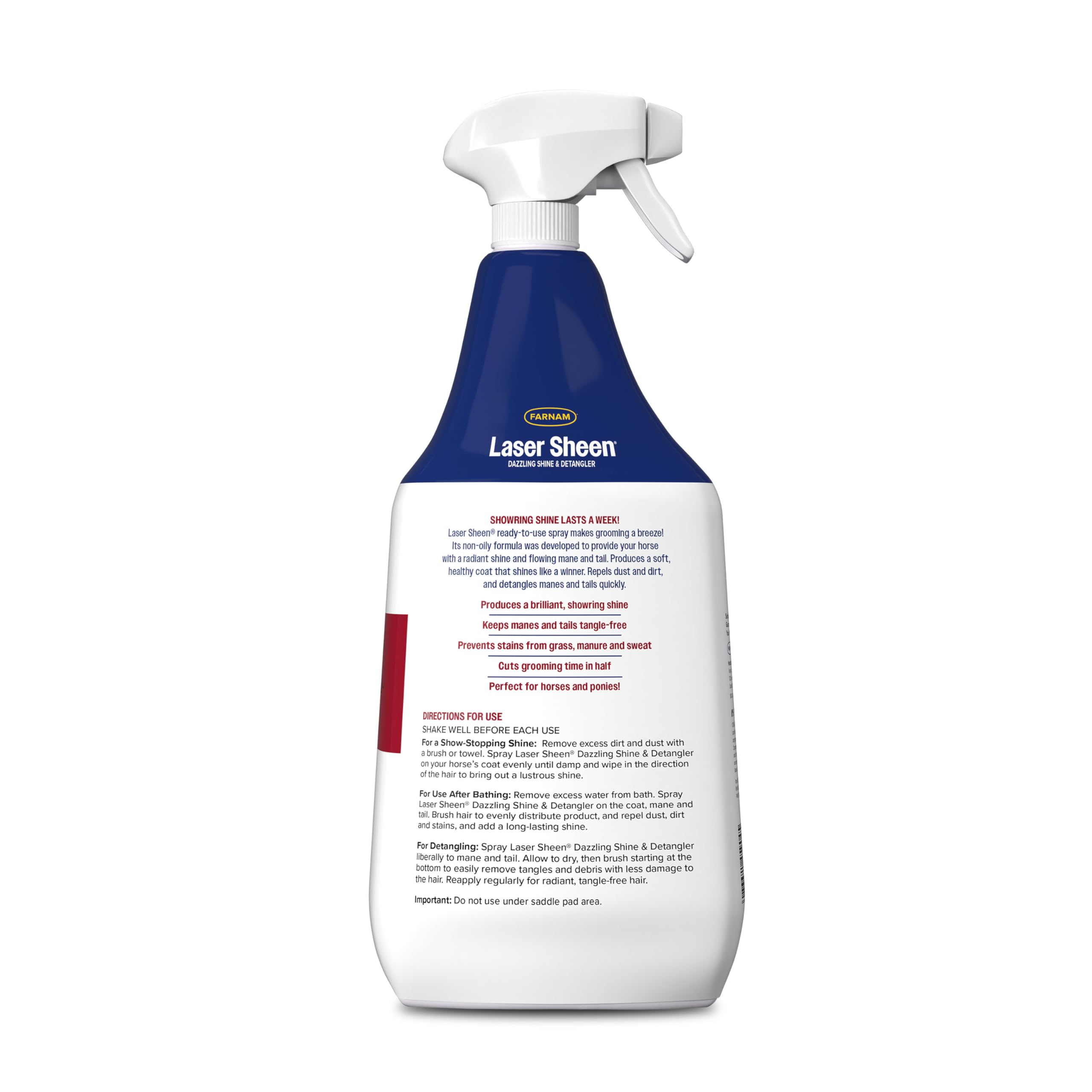 Farnam Laser Sheen evita manchas de pasto y sudor durante la monta