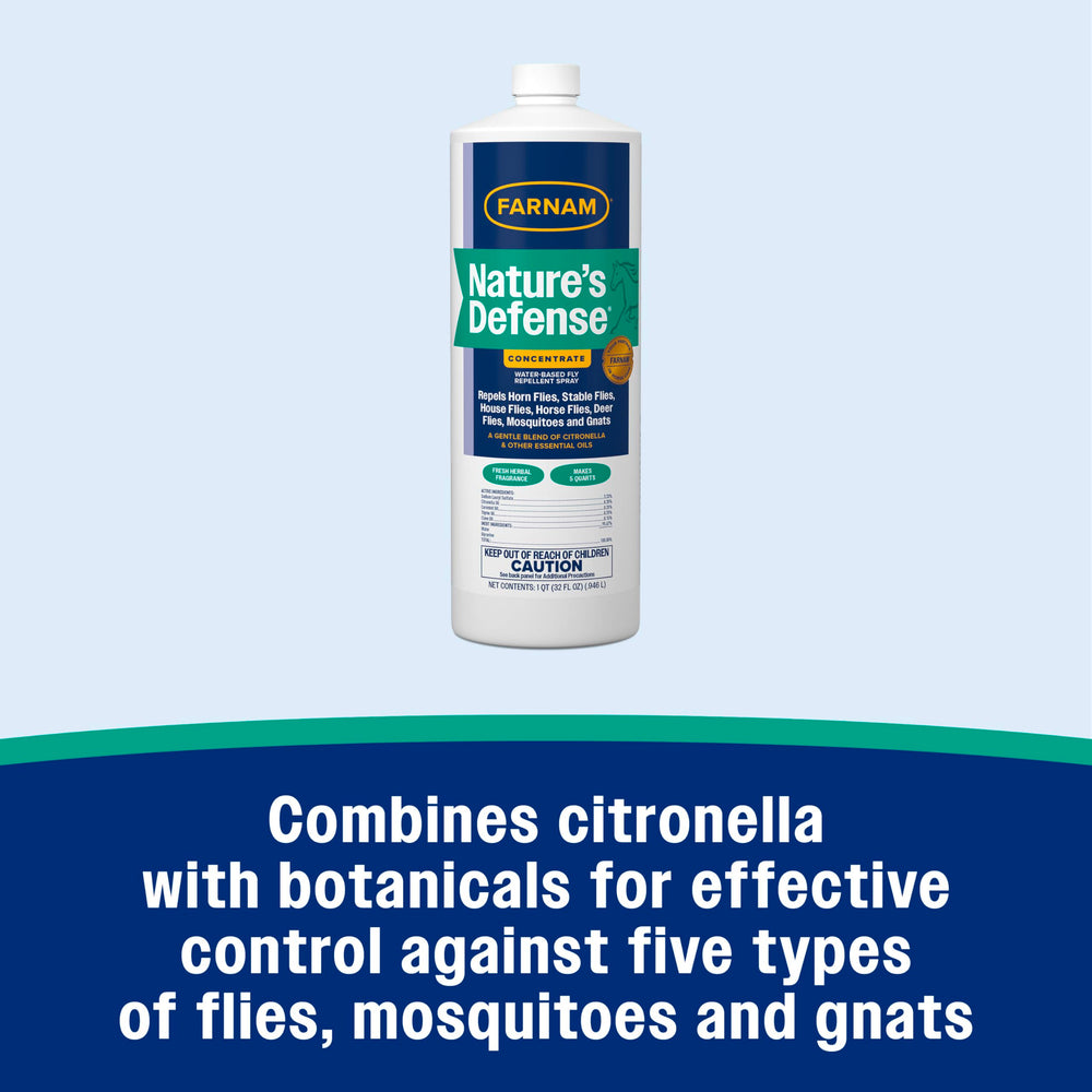 Chorro de spray Farnam Nature’s Defense para pulverización uniforme.
