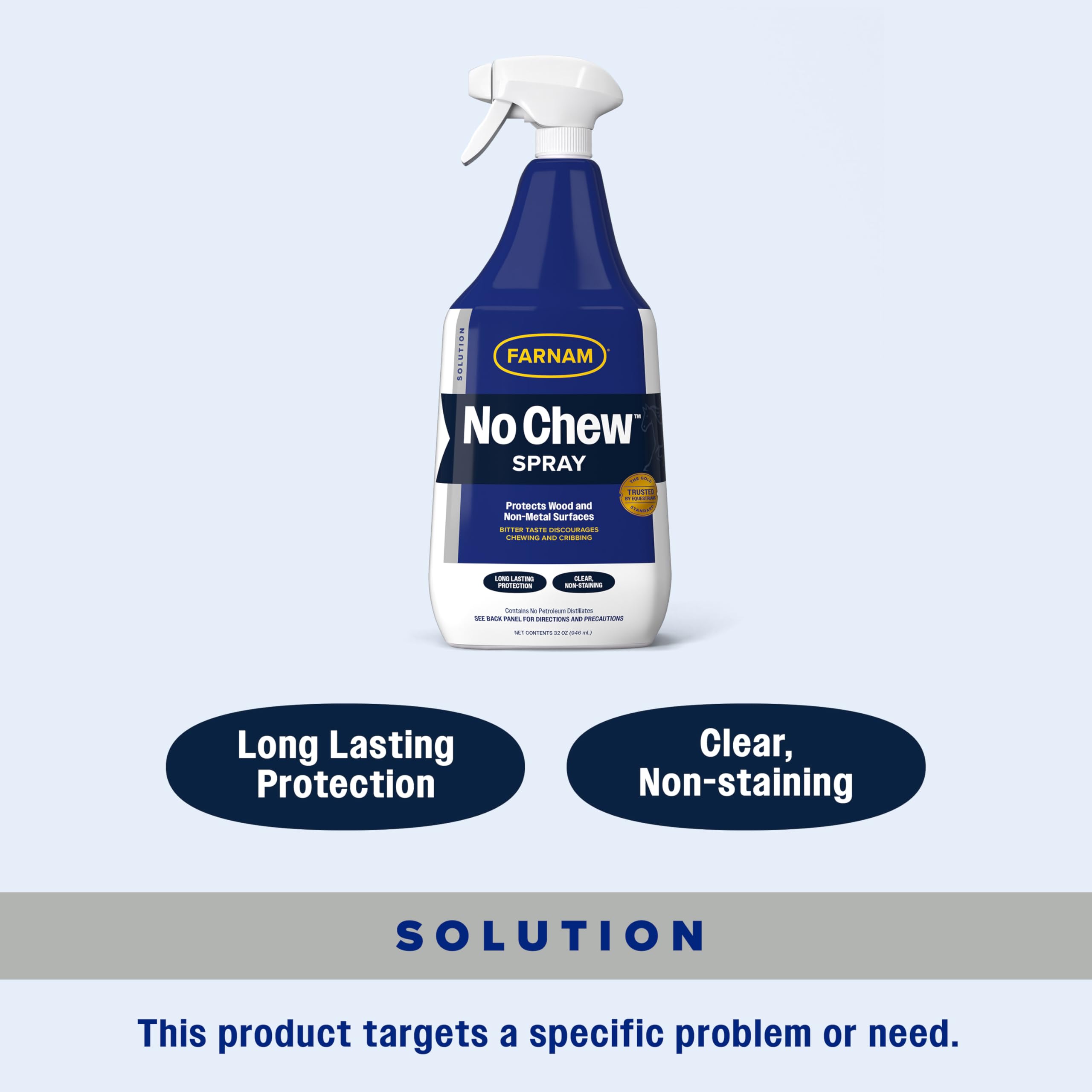 Spray claro Farnam No Chew que no mancha las superficies