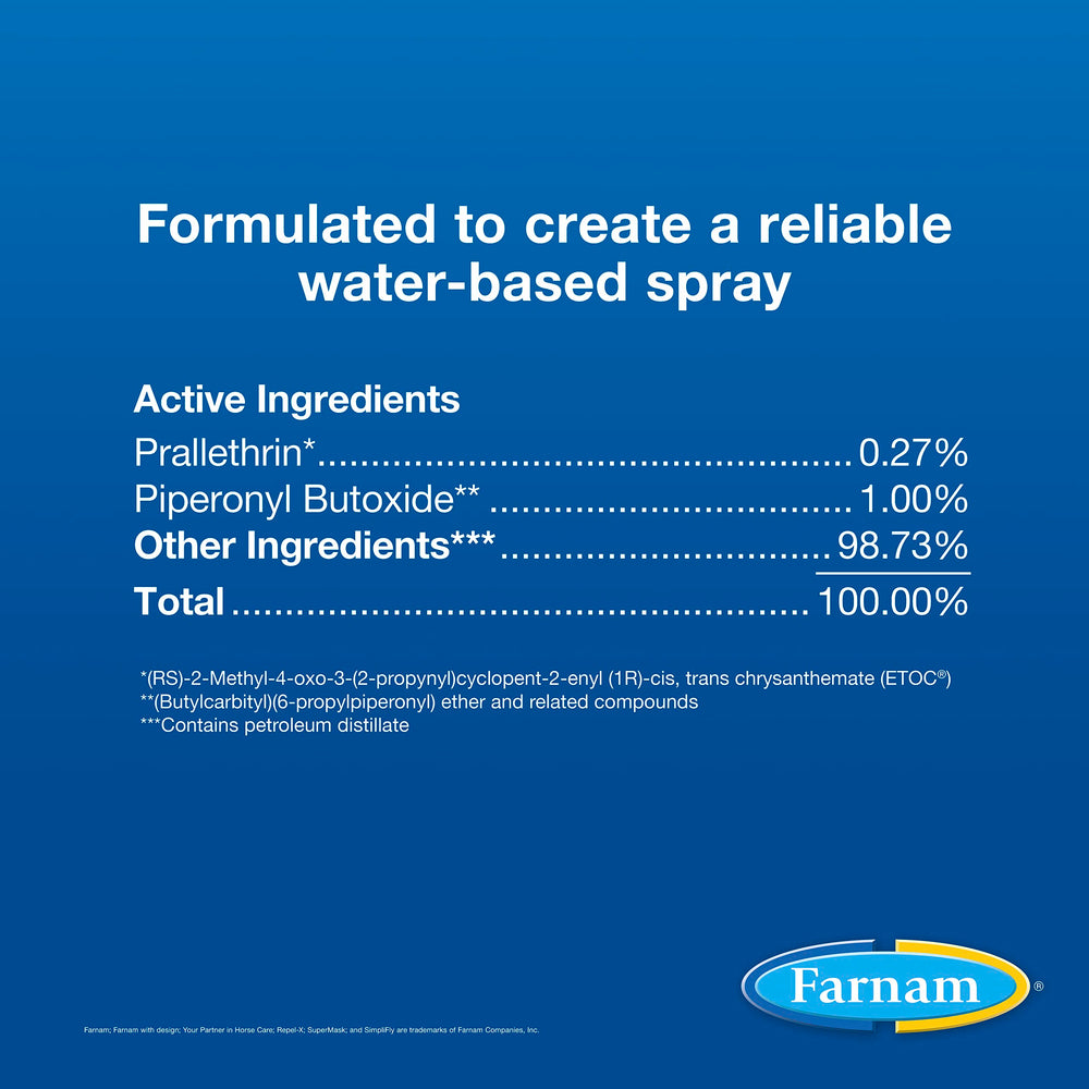 Mata insectos al contacto con Farnam Repel-Xpe concentrado.