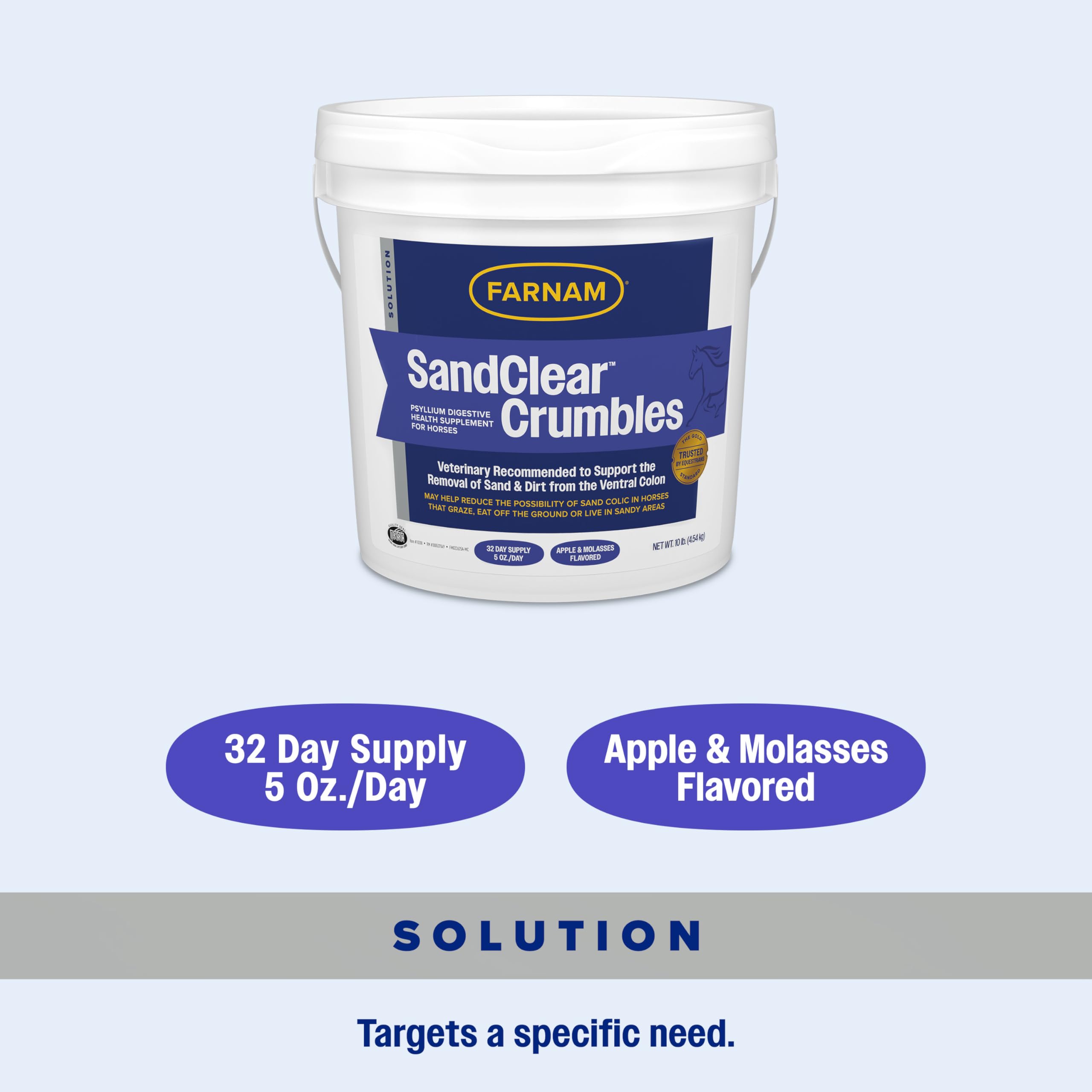 Beneficio digestivo gracias a la fibra de psyllium en SandClear Crumbles.