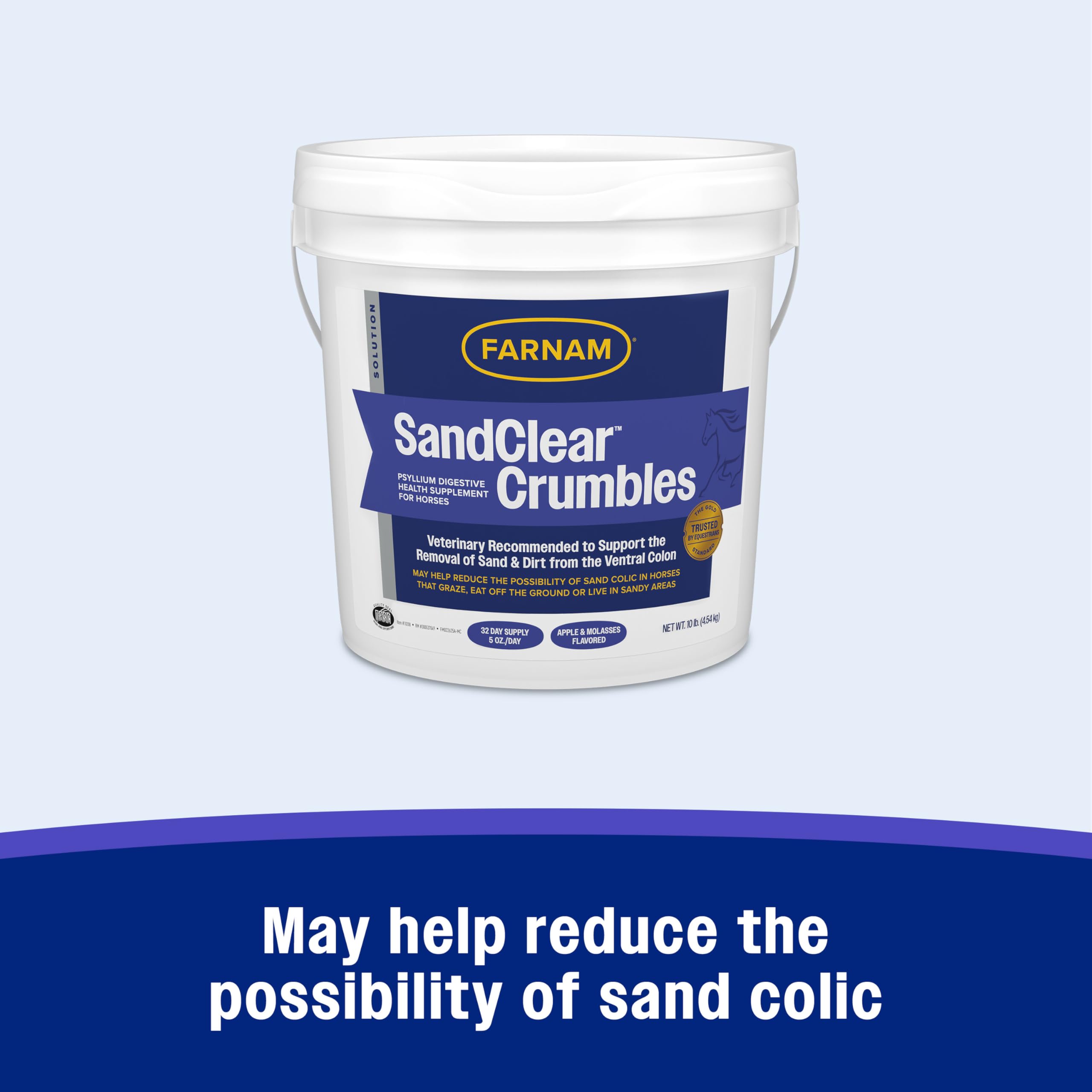 Sabor manzana-melaza de Farnam SandClear Crumbles facilita la administración.