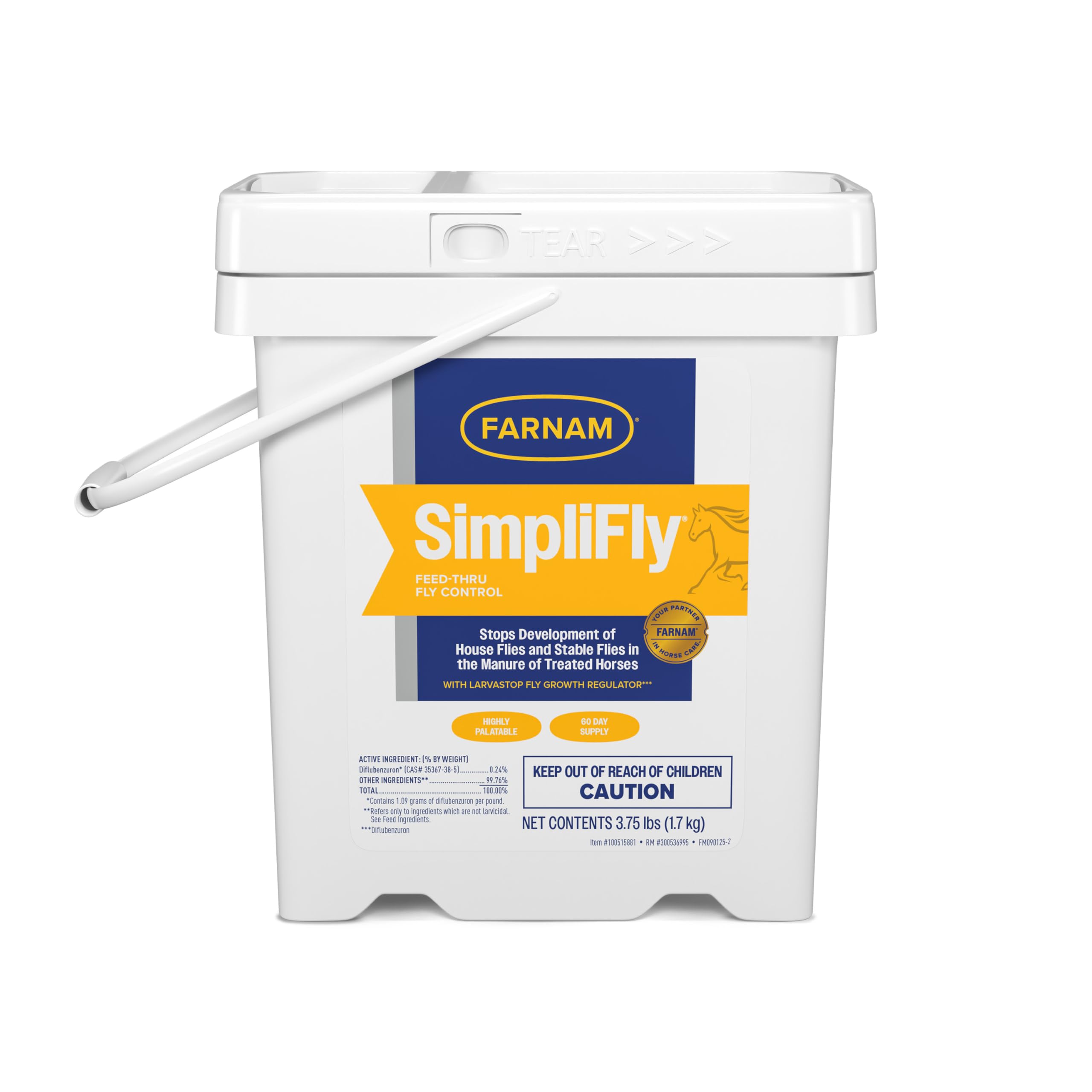 Farnam SimpliFly: botella con diflubenzuron para control de moscas en excrementos.