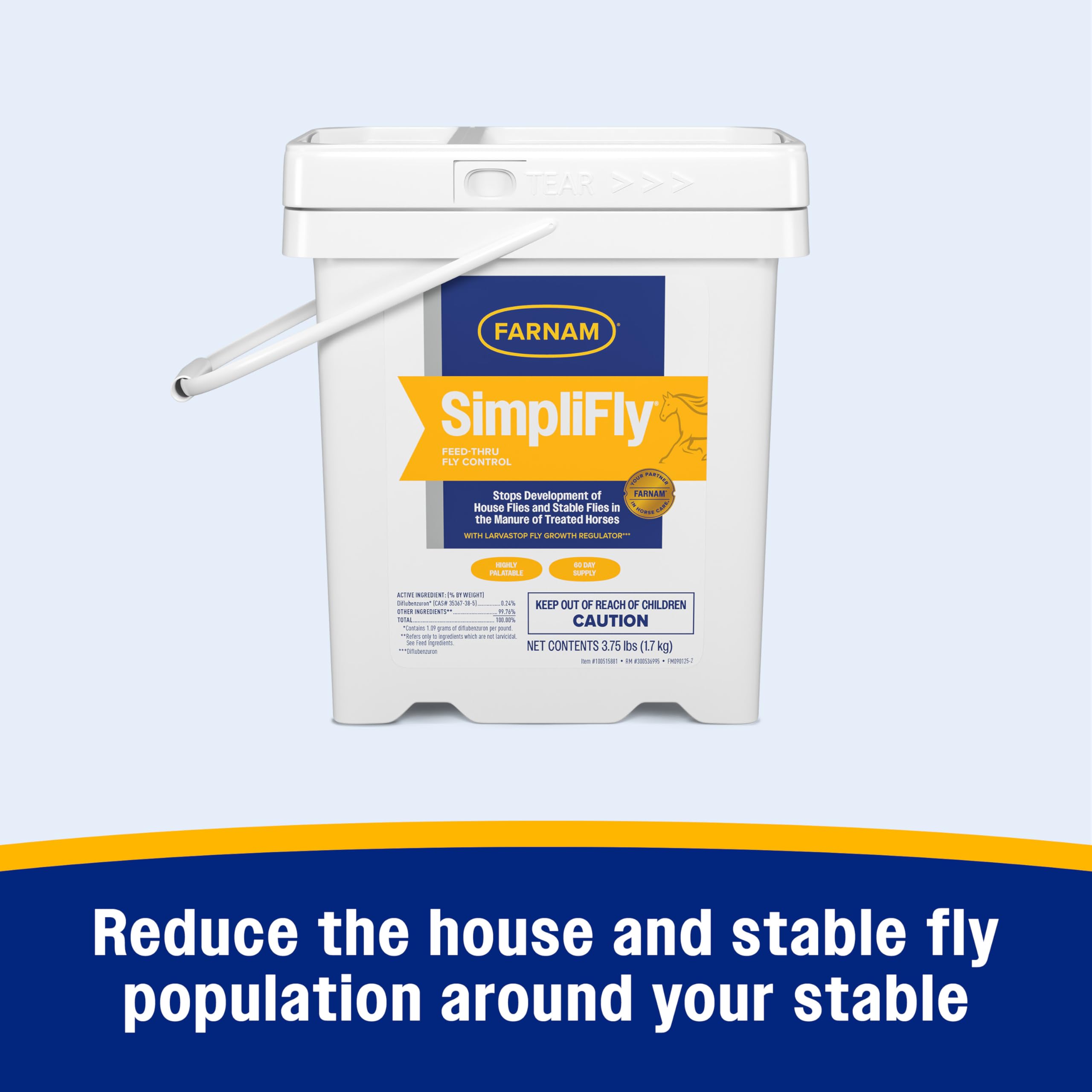 Farnam SimpliFly: balde de 3,75 lb para uso diario en caballos.
